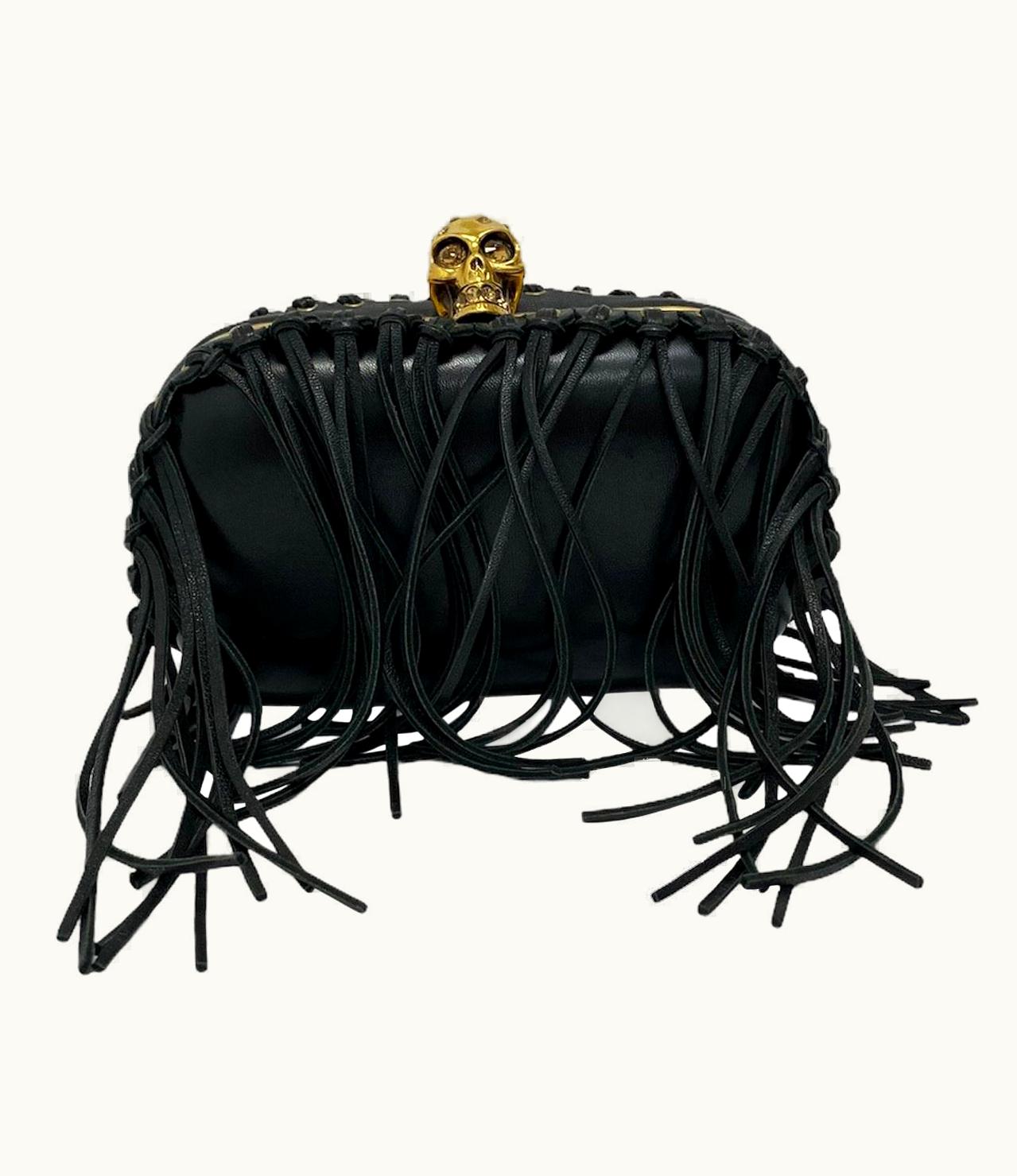 Alexander McQueen Clutch Alexander McQueen Bag In Black Leather With Fringes