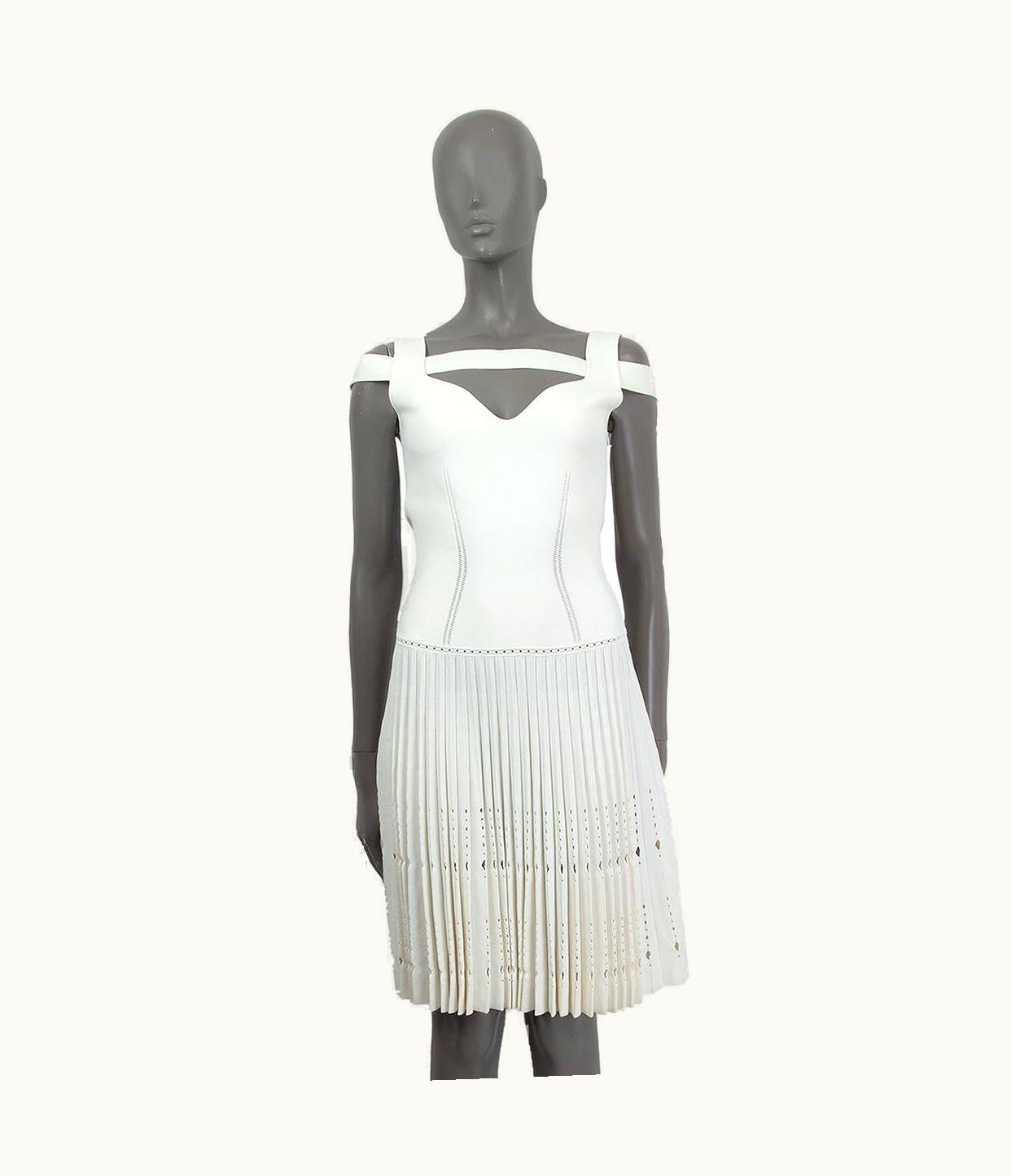 Alexander McQueen Alexander Mcqueen Off-white Viscose Pleated Sleeveless Dress