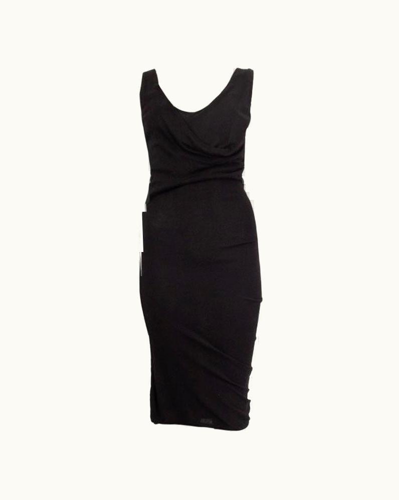 Alexander McQueen Alexander Mcqueen Black Viscose Draped Sleeve Knit Dress