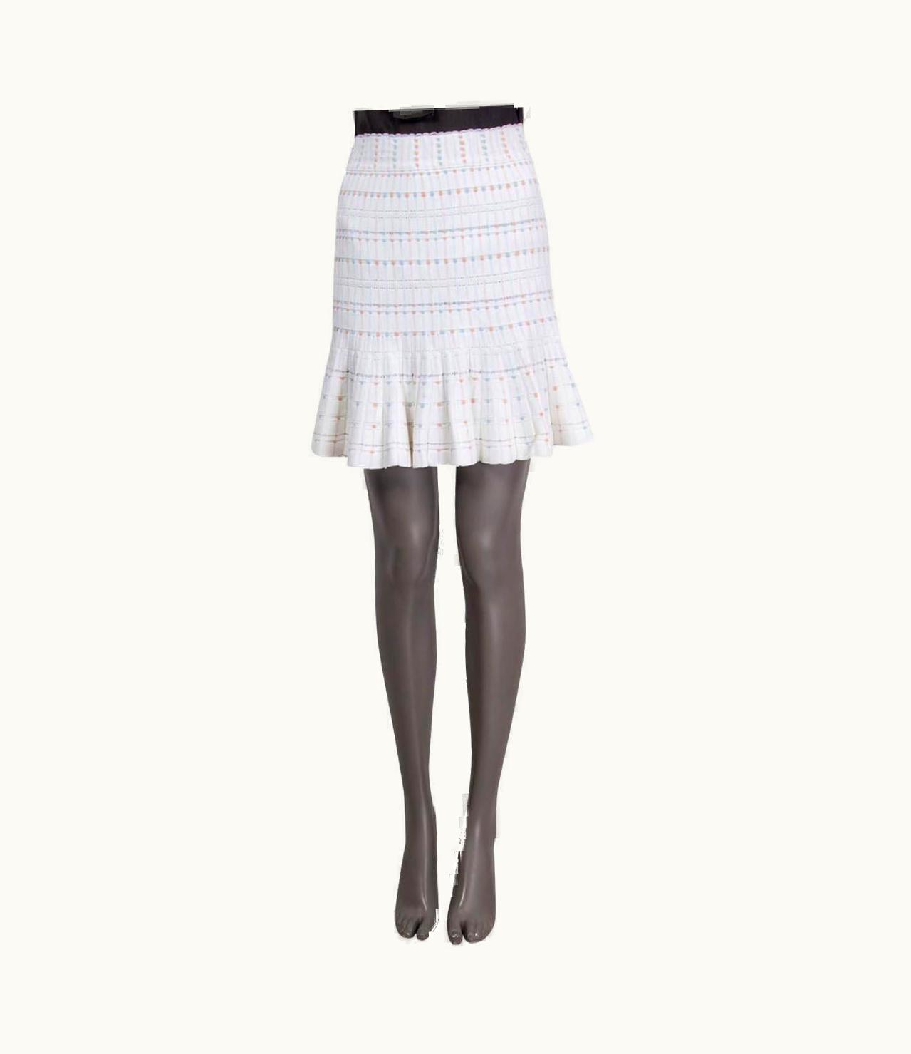 Alexander McQueen Alexander Mcqueen White Viscose Twee Knit Flared Skirt