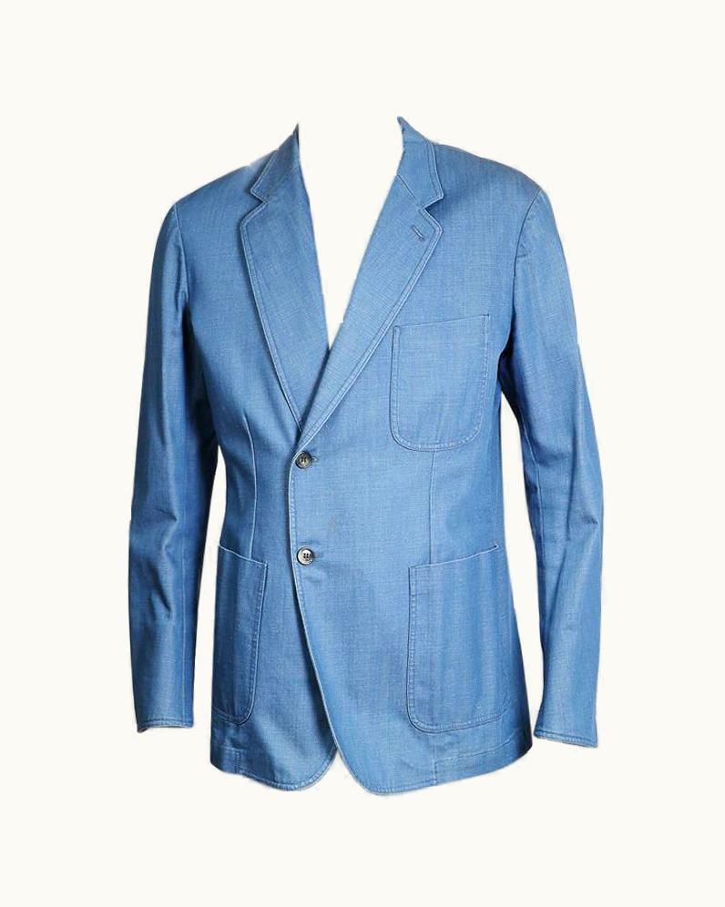Alexander McQueen Alexander McQueen Light Blue Denim Blazer With Offset Single Breast Closure