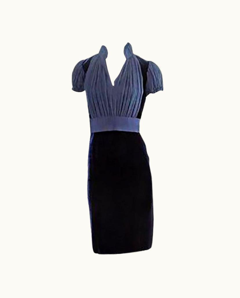 Alexander McQueen Alexander McQueen Dark Blue Velvet Dress With Bow 38