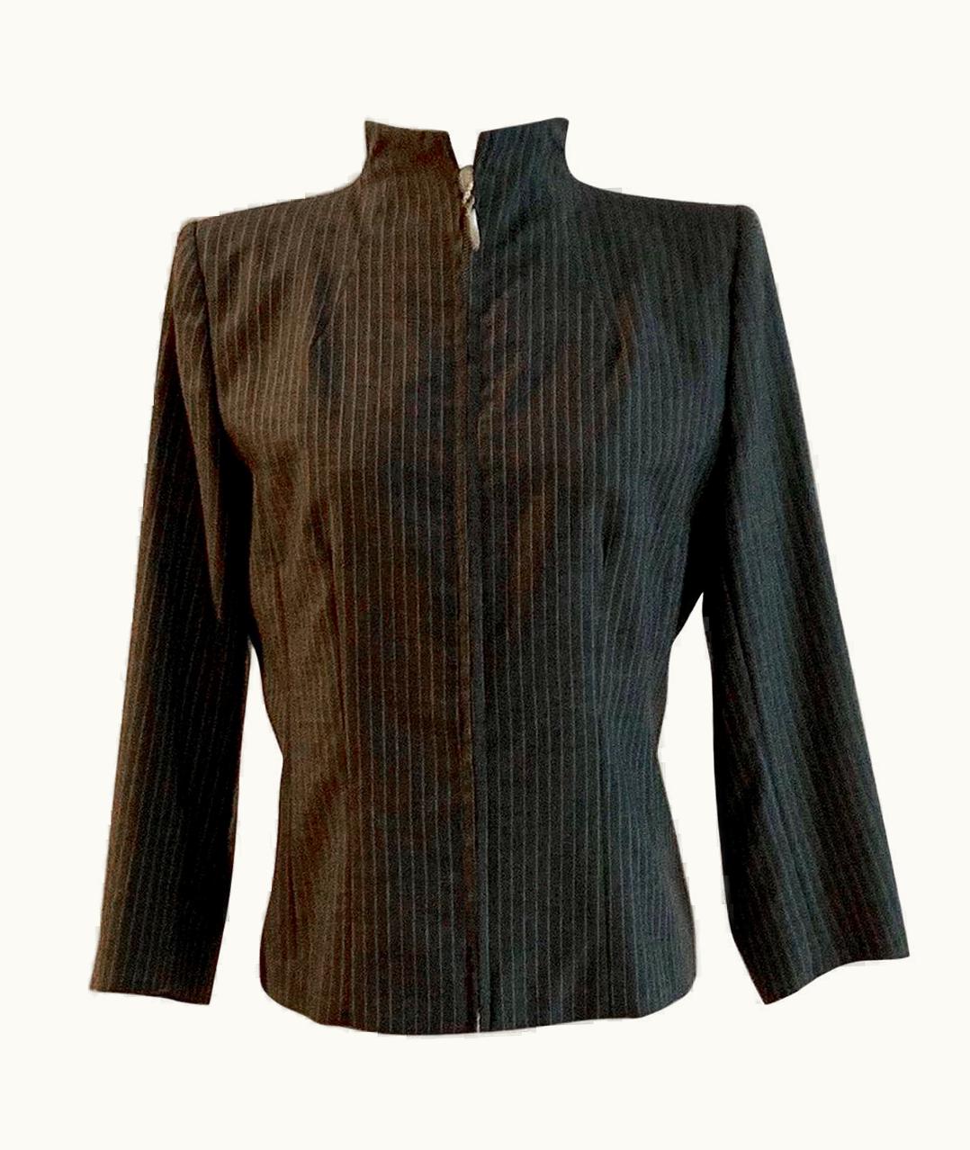 Alexander McQueen Alexander McQueen 1990s Grey Pinstripe Zipper Front Tailored Blazer Jacket