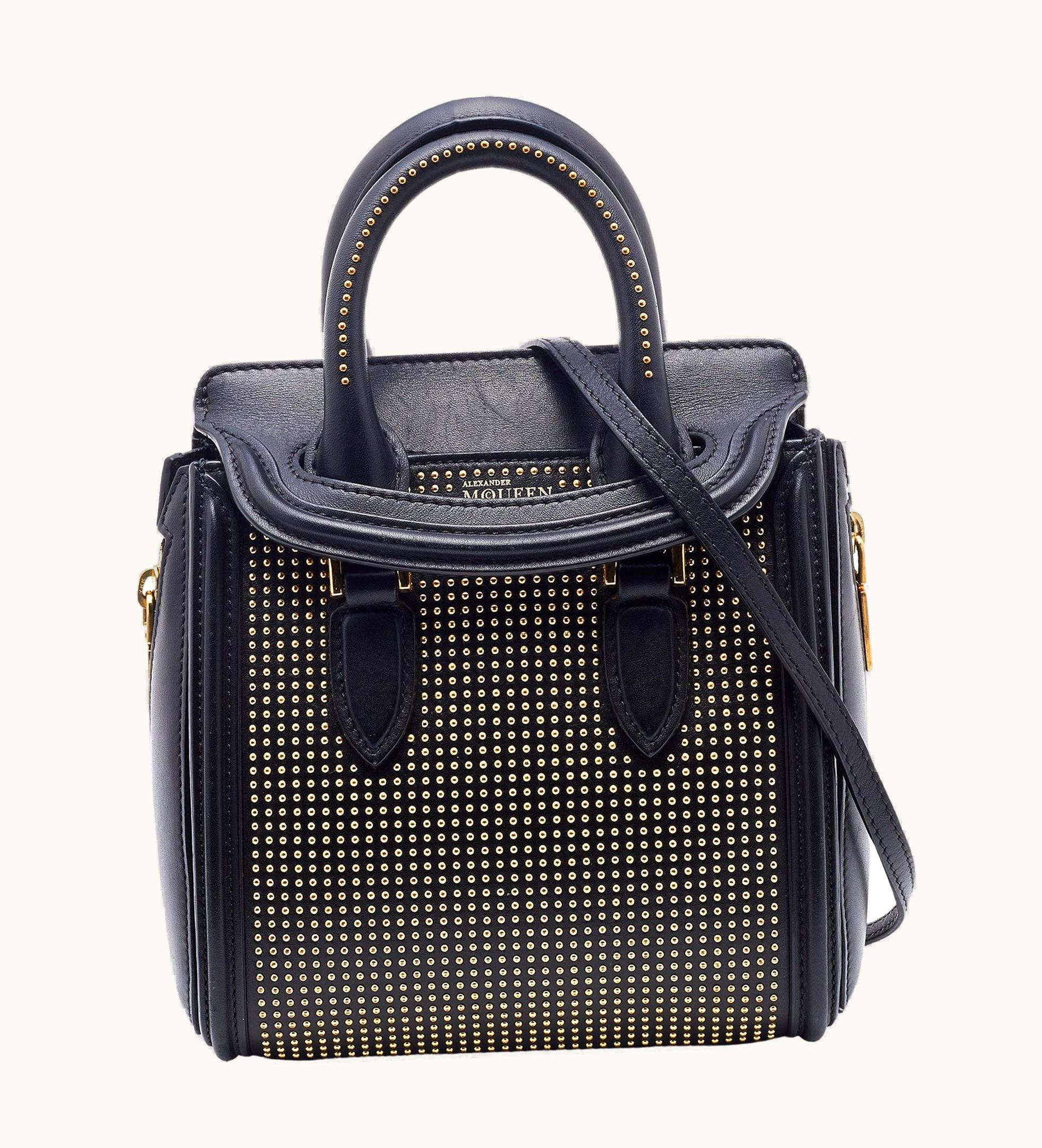 Alexander McQueen Alexander McQueen Black Leather Mini Studded Heroine Shoulder Bag