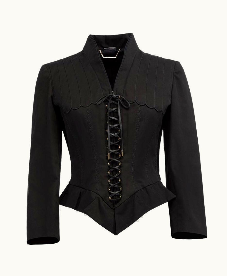Alexander McQueen Alexander McQueen Women' Black Cotton Corseted Fitted Jacket