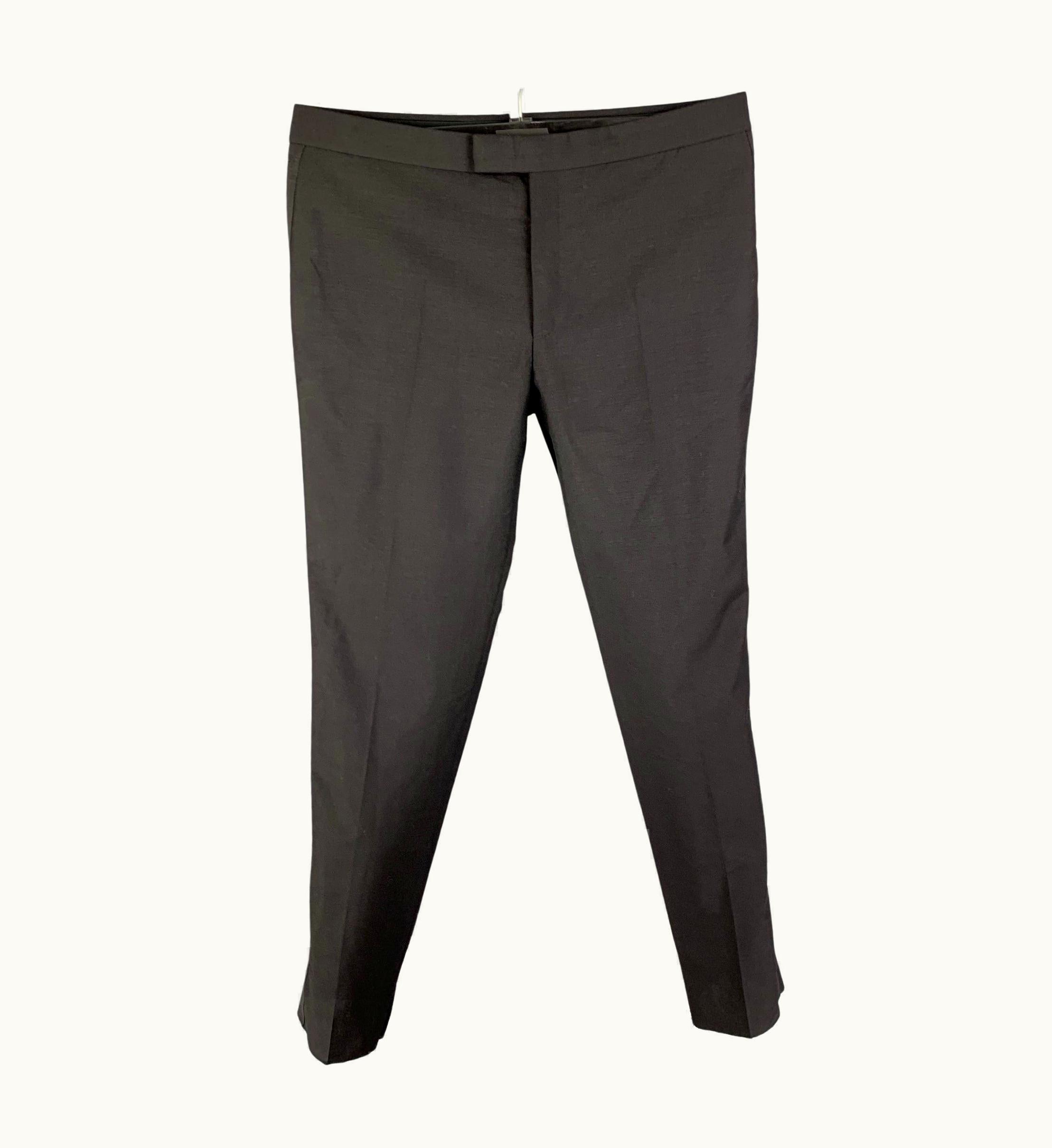 Alexander McQueen Alexander Mcqueen Black Wool Mohair Tuxedo Dress Pants