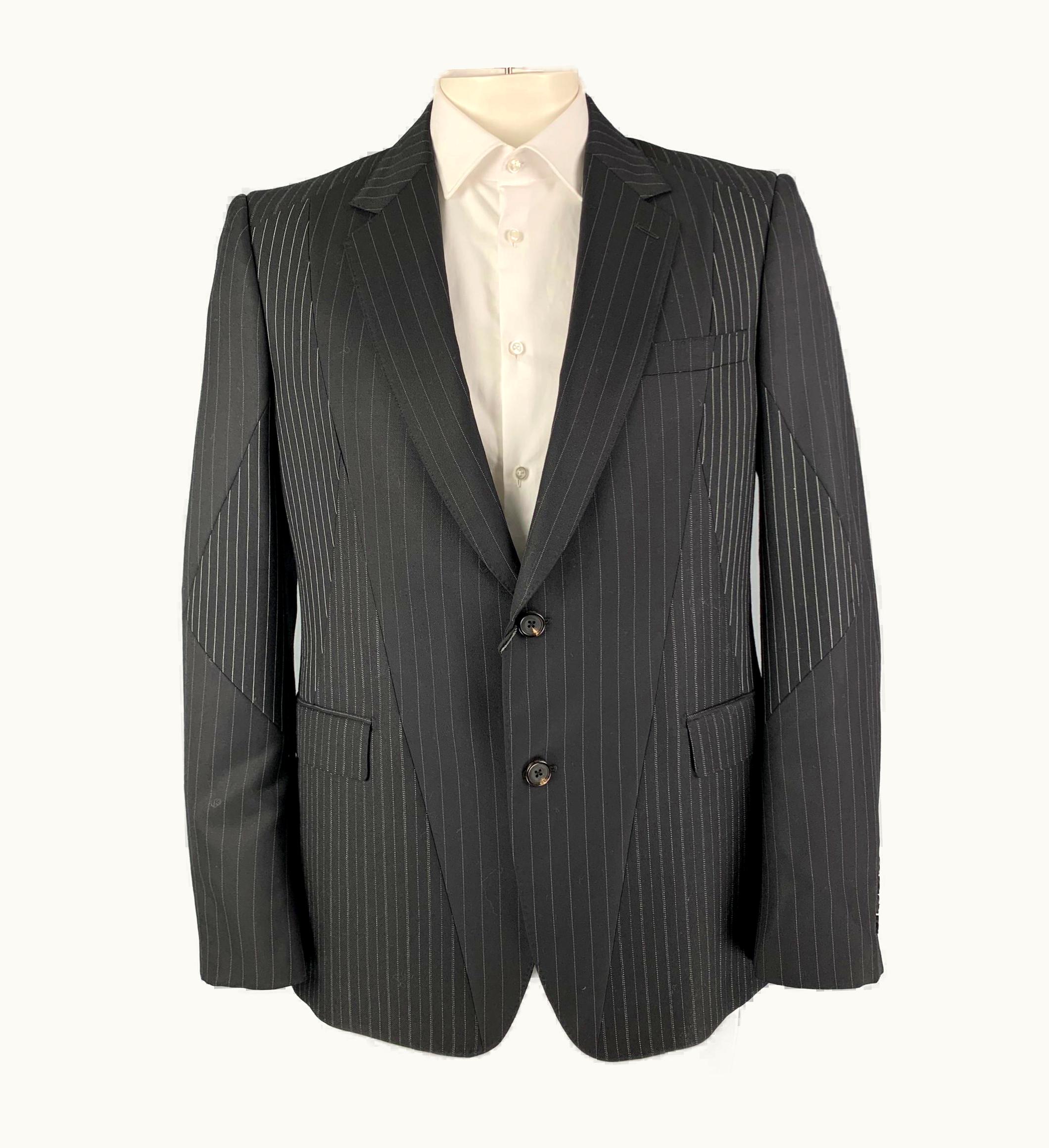 Alexander McQueen Black White Patchwork Wool Sport Coat
