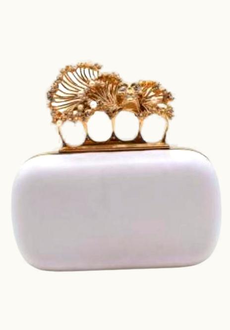 Alexander McQueen Alexander McQueen Faux Pearl And Crystal Embellished Skull Box Clutch