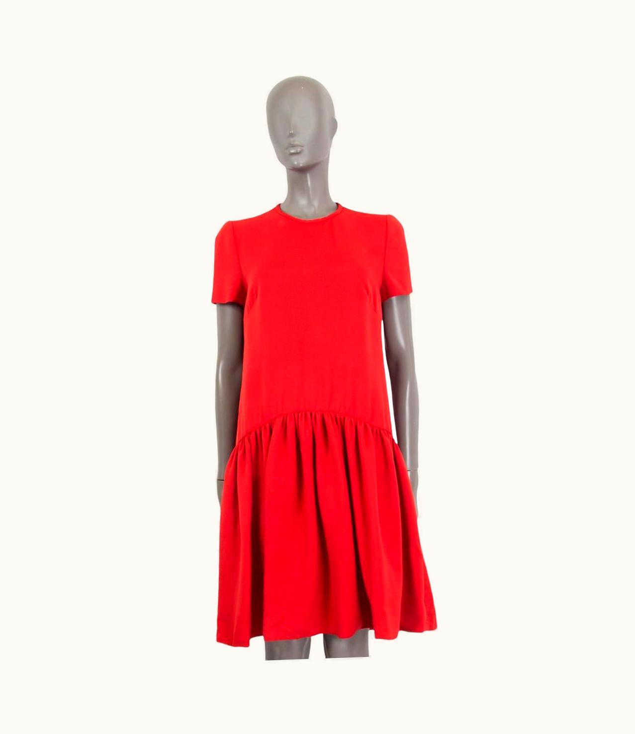 Alexander McQueen Alexander Mcqueen Red Wool Blend Drop Waist Scuba Dress