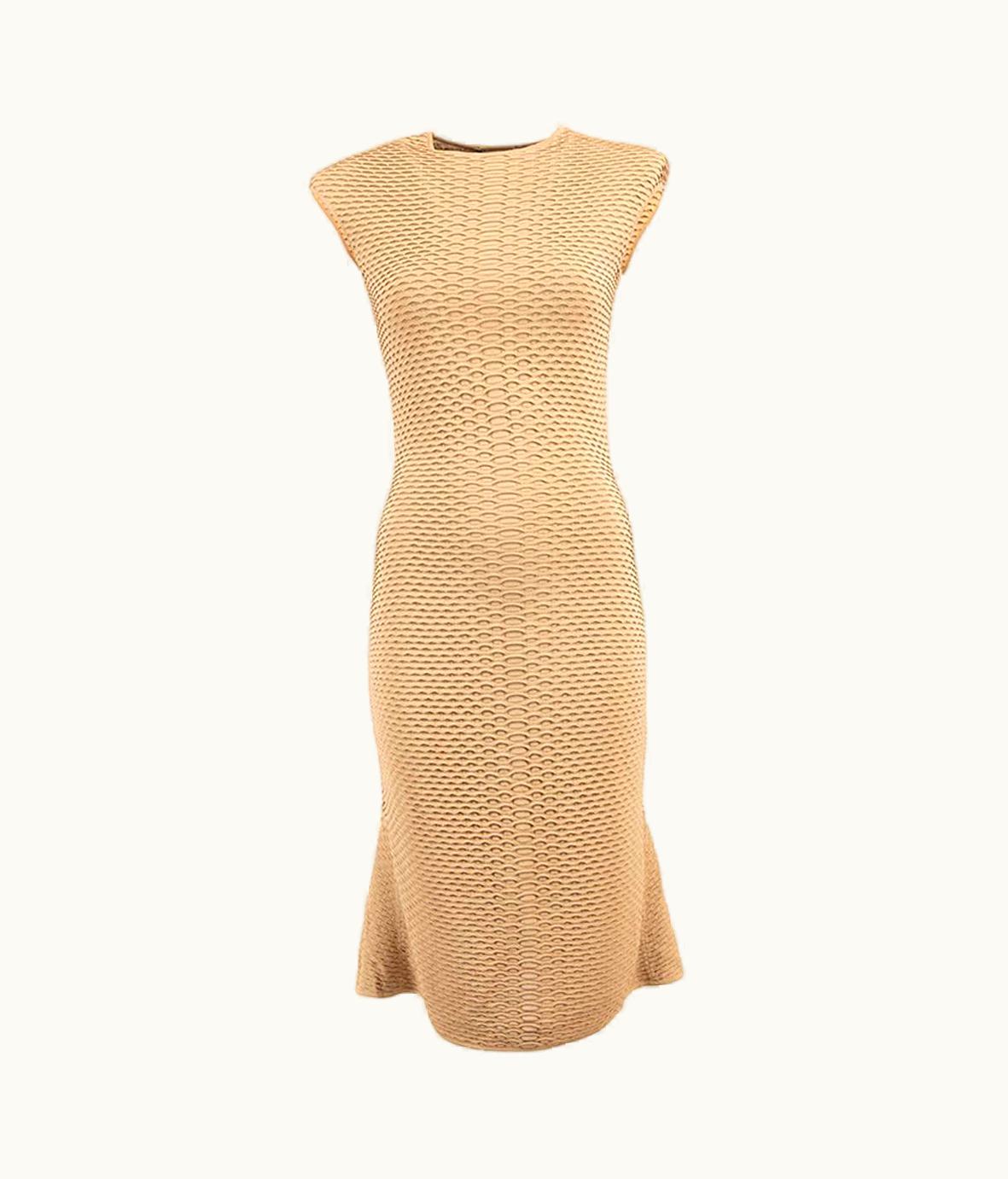 Alexander McQueen Alexander McQueen Women' Beige Sleeveless Textured Midi Dress