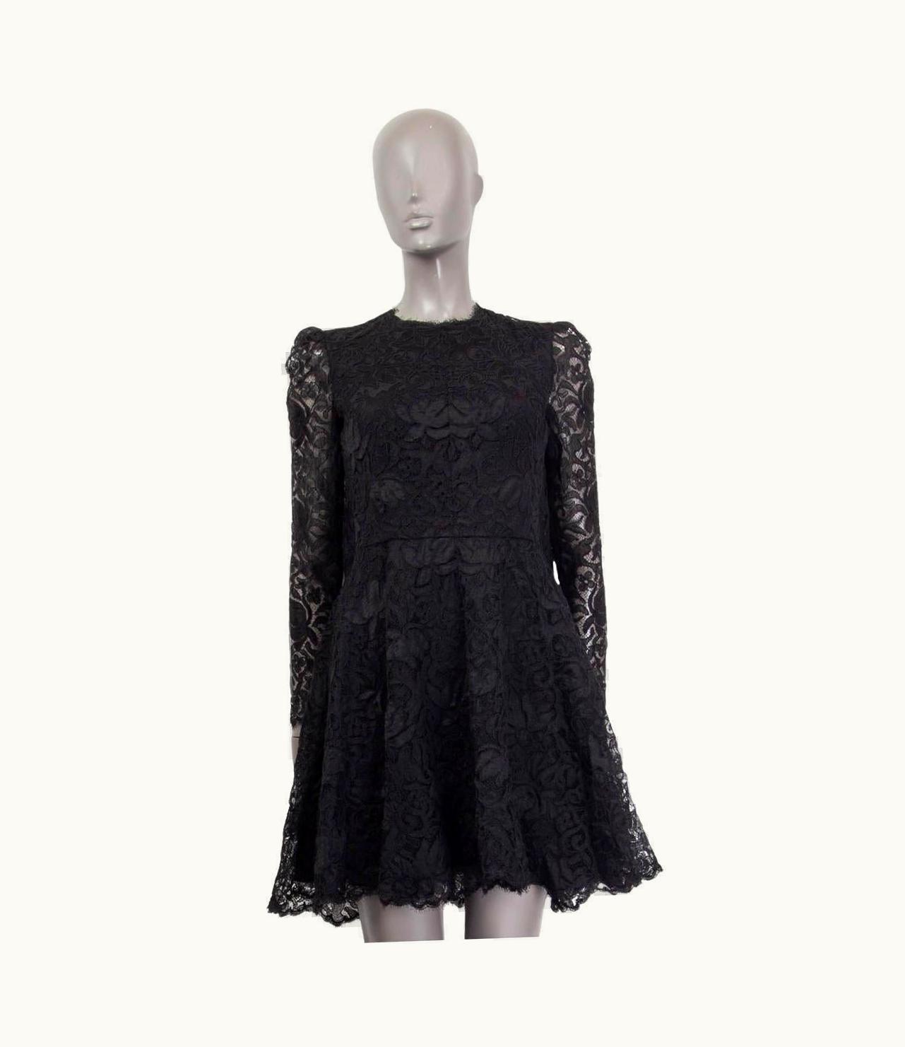 Alexander McQueen Alexander Mcqueen Black Lace Long Sleeve Mini Dress