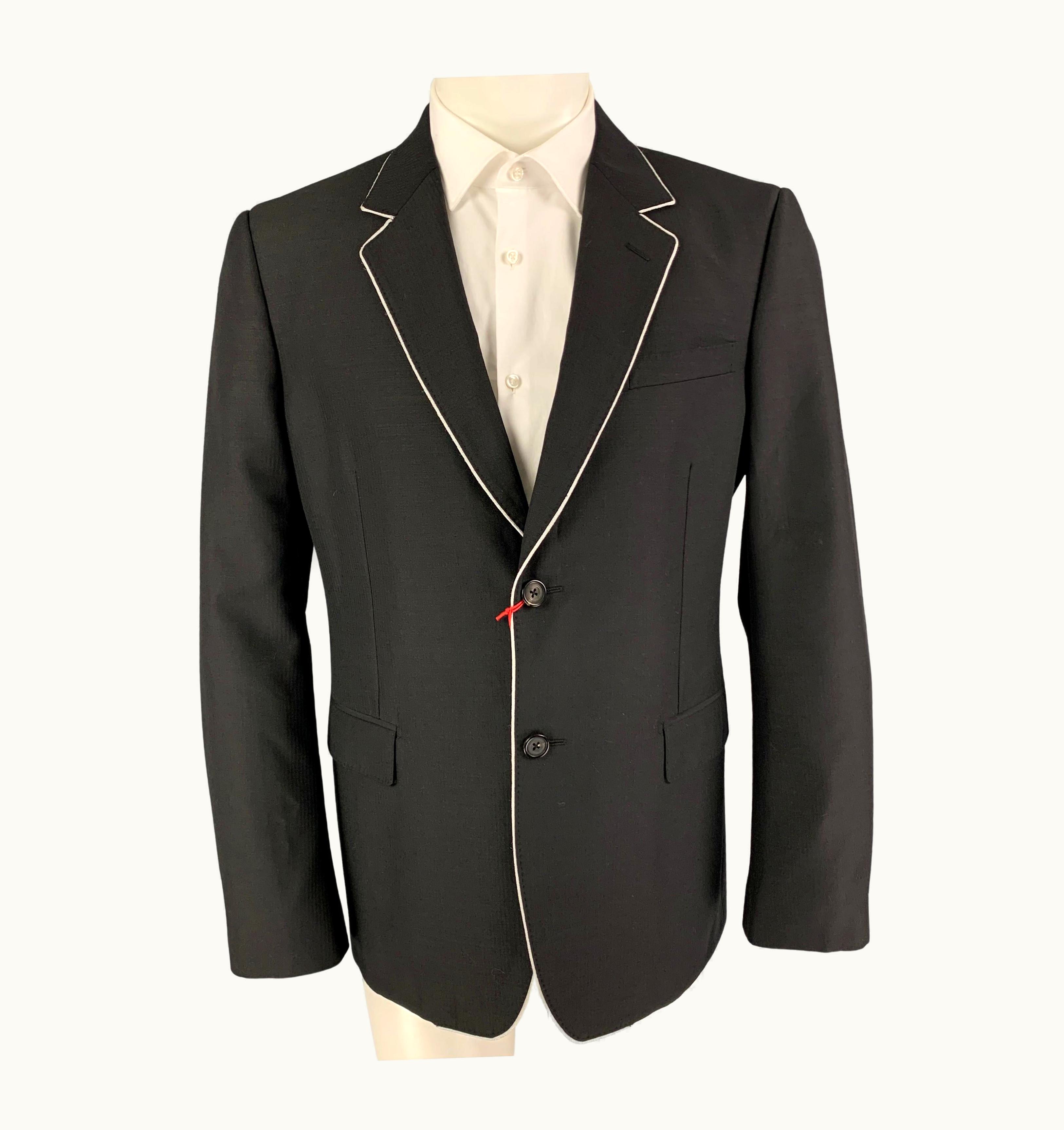 Alexander McQueen Alexander Mcqueen Black White Stripe Wool Mohair Sport Coat