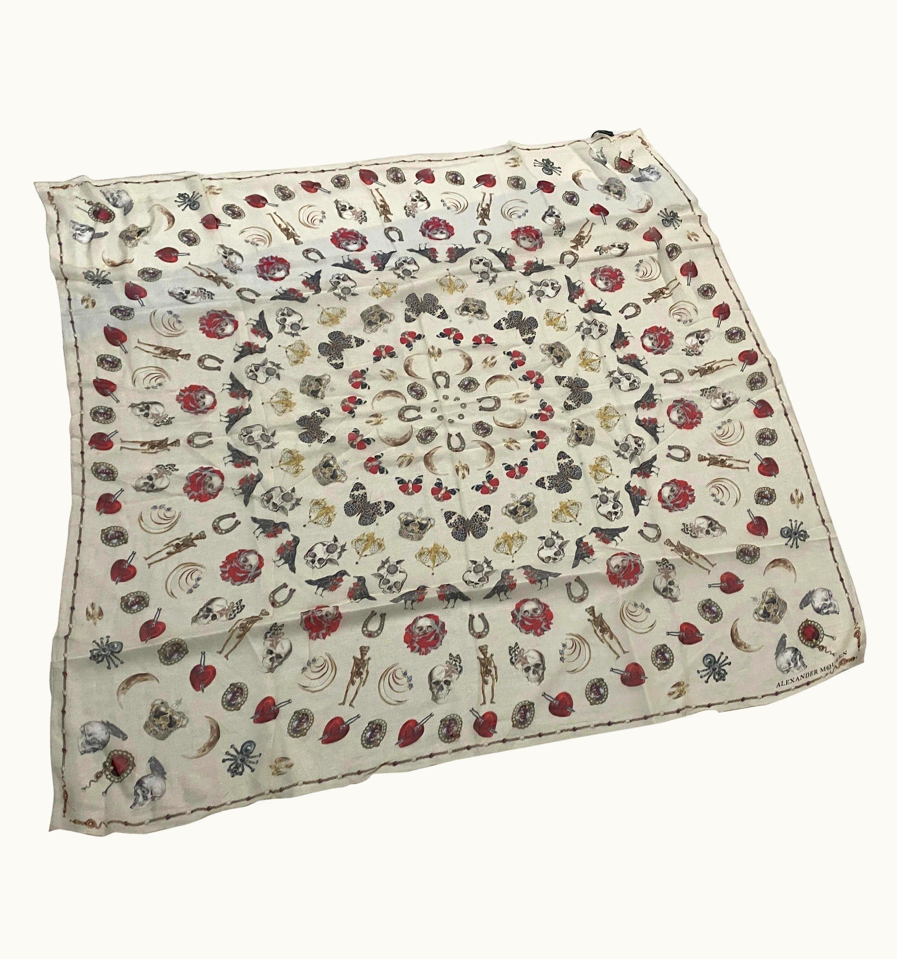 Alexander McQueen An Iconic Policrome Silk Scarf By Alexander McQueen Manufactured In Italy