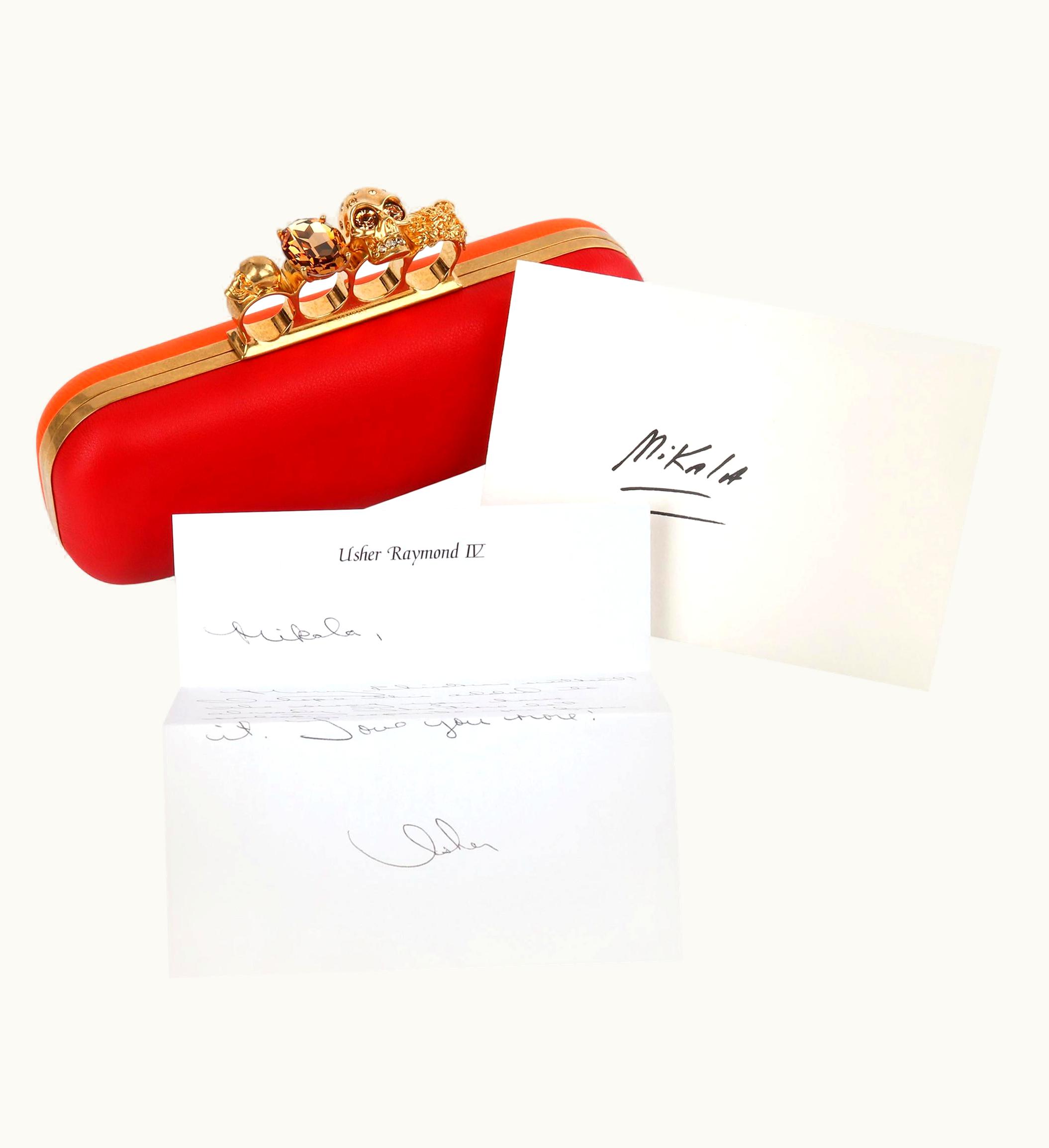 Alexander McQueen Alexander McQUEEN Color-Block Knuckle Duster Box Clutch + Usher Signed Letter