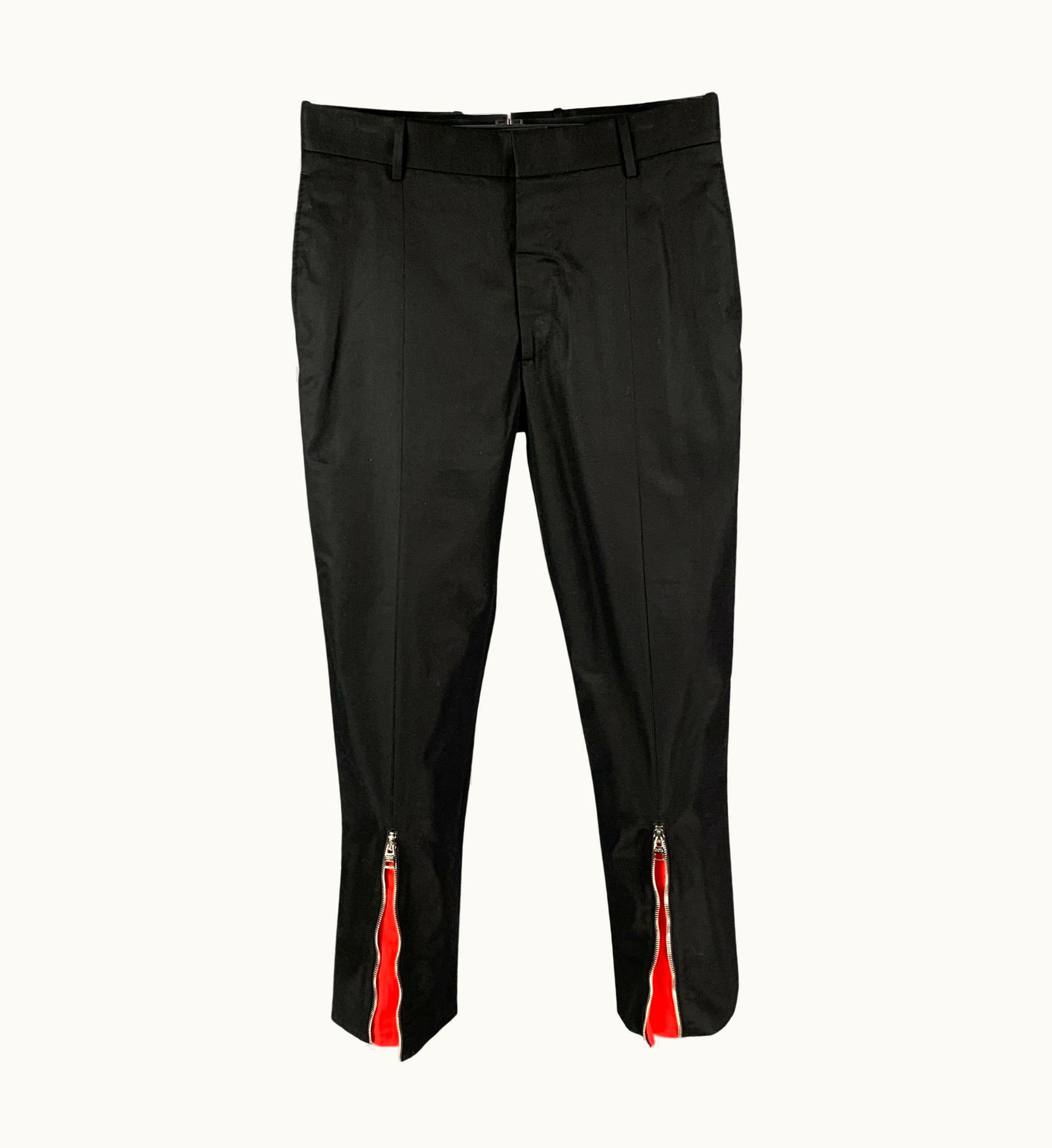 Alexander McQueen Alexander Mcqueen Black Red Cotton Zip Fly Dress Pants