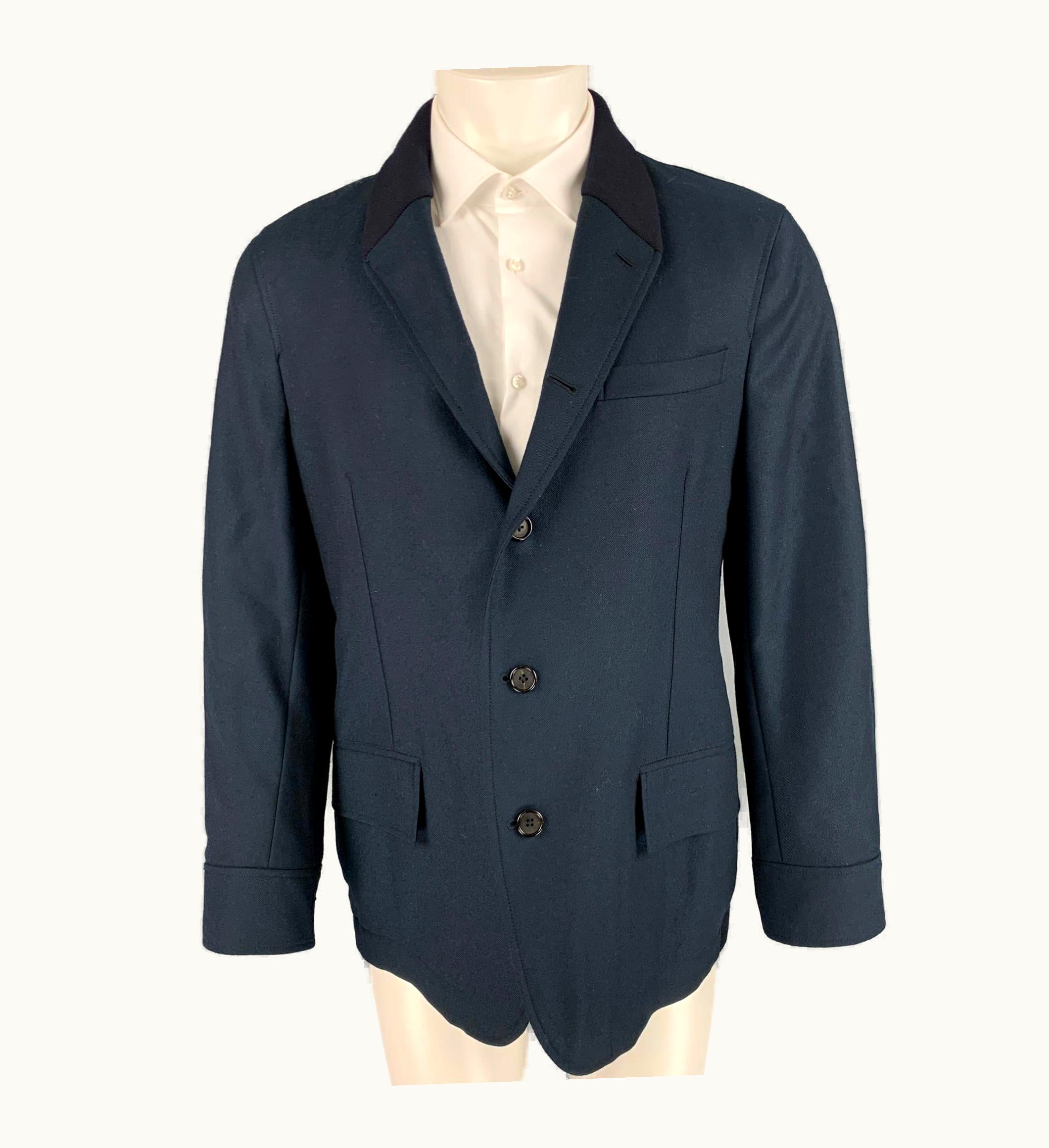 Alexander McQueen Alexander Mcqueen Navy Wool Shawl Collar Hybrid Sport Coat