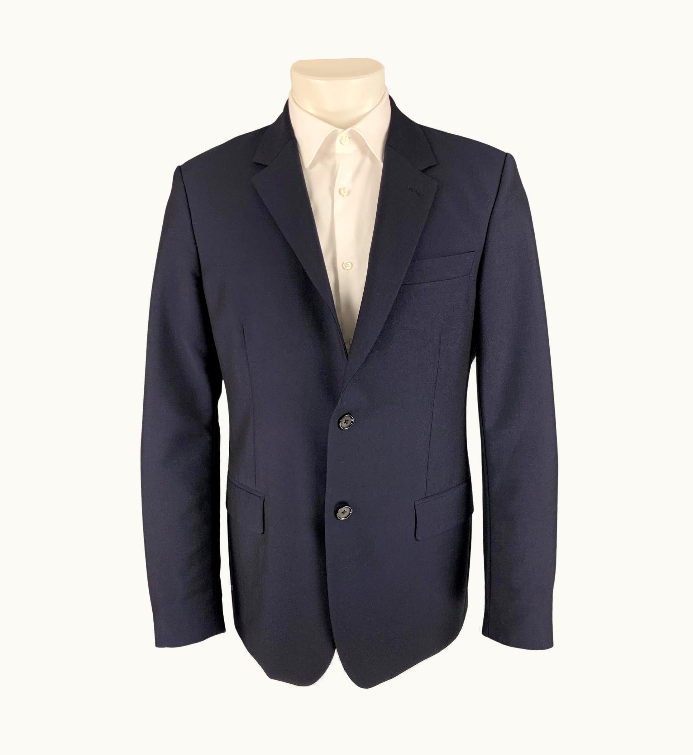 Alexander McQueen Alexander Mcqueen Navy Wool Mohair Notch Lapel Sport Coat
