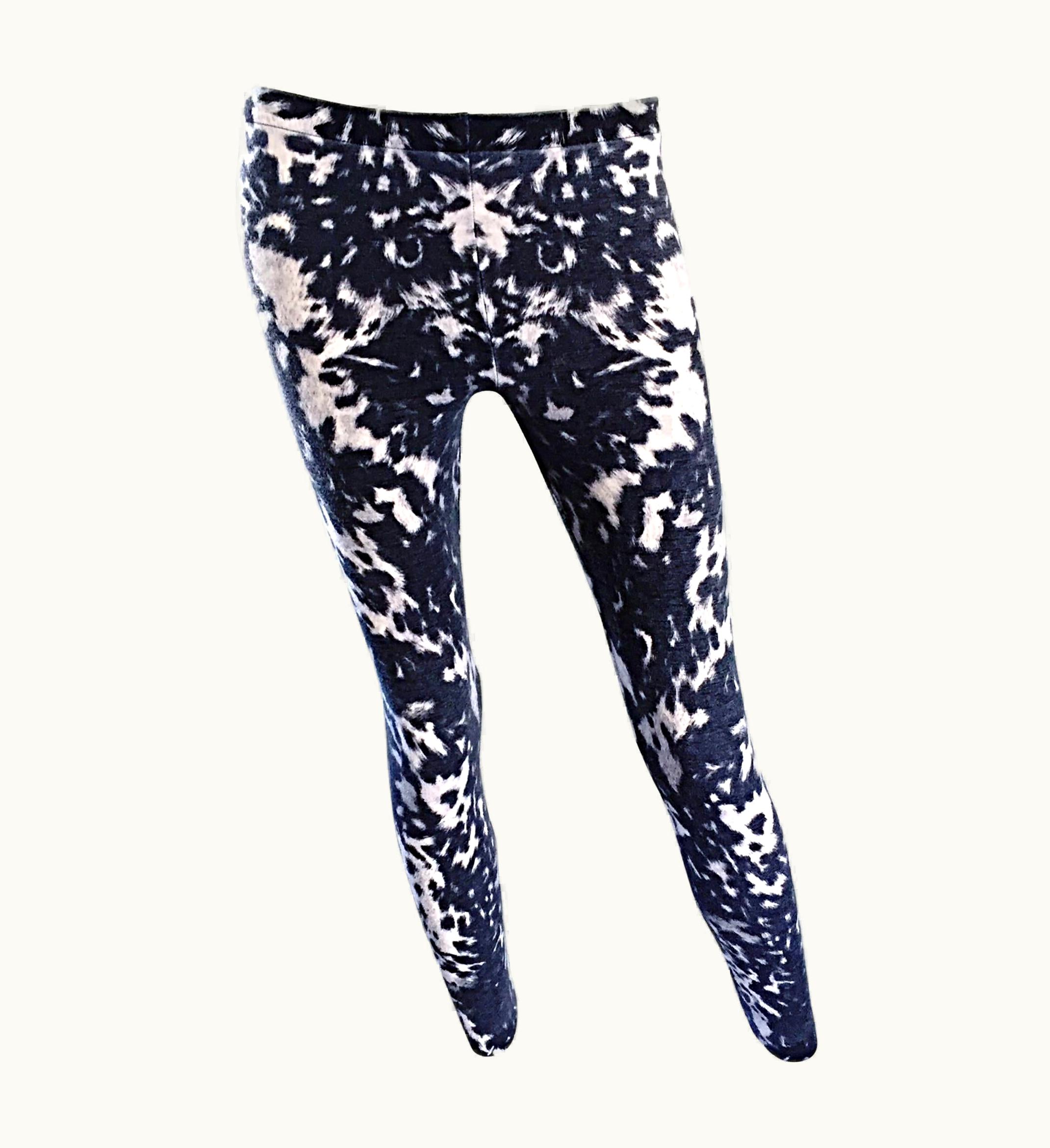Alexander McQueen Rare Alexander McQueen ' Pussycat Crotch ' Tie Dye Leopard Wool Leggings Pants