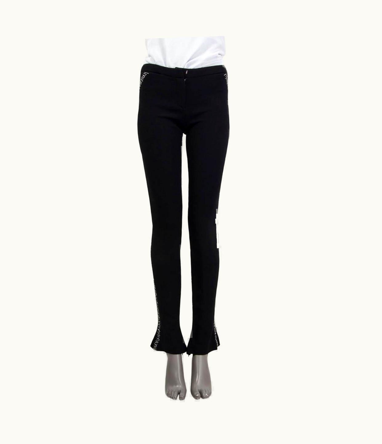 Alexander McQueen Alexander Mcqueen Black Wool Blend Catch Stitch Flared Pants