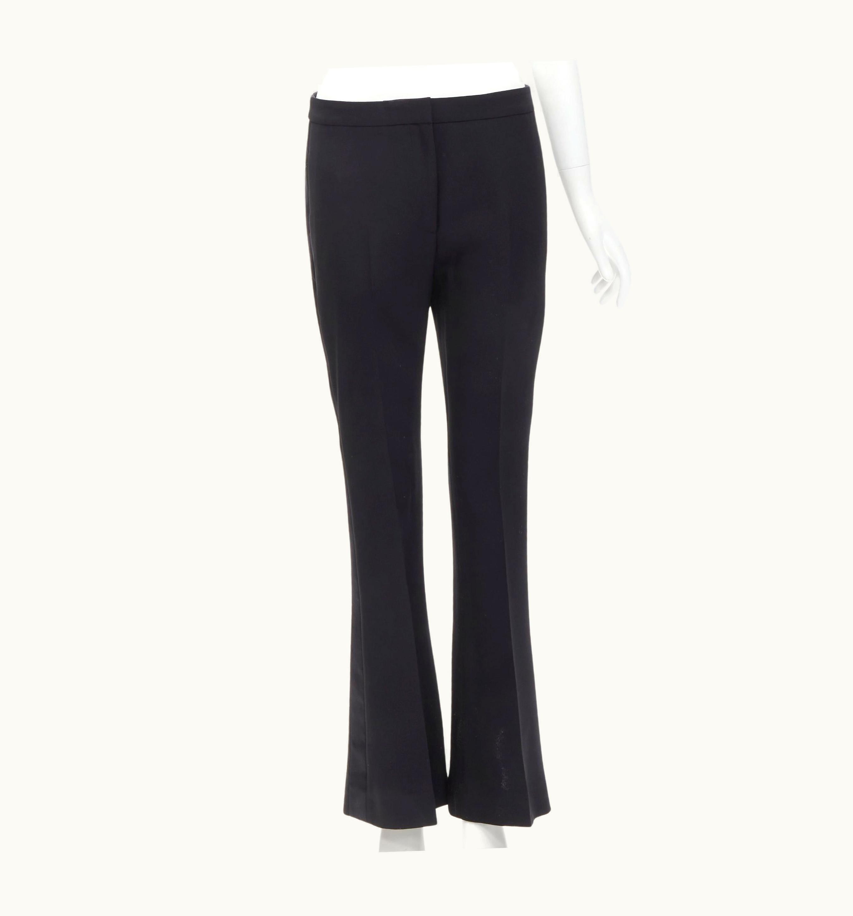 Alexander McQueen Alexander Mcqueen Black Wool Silk Blend Tux Trim Flared Trousers