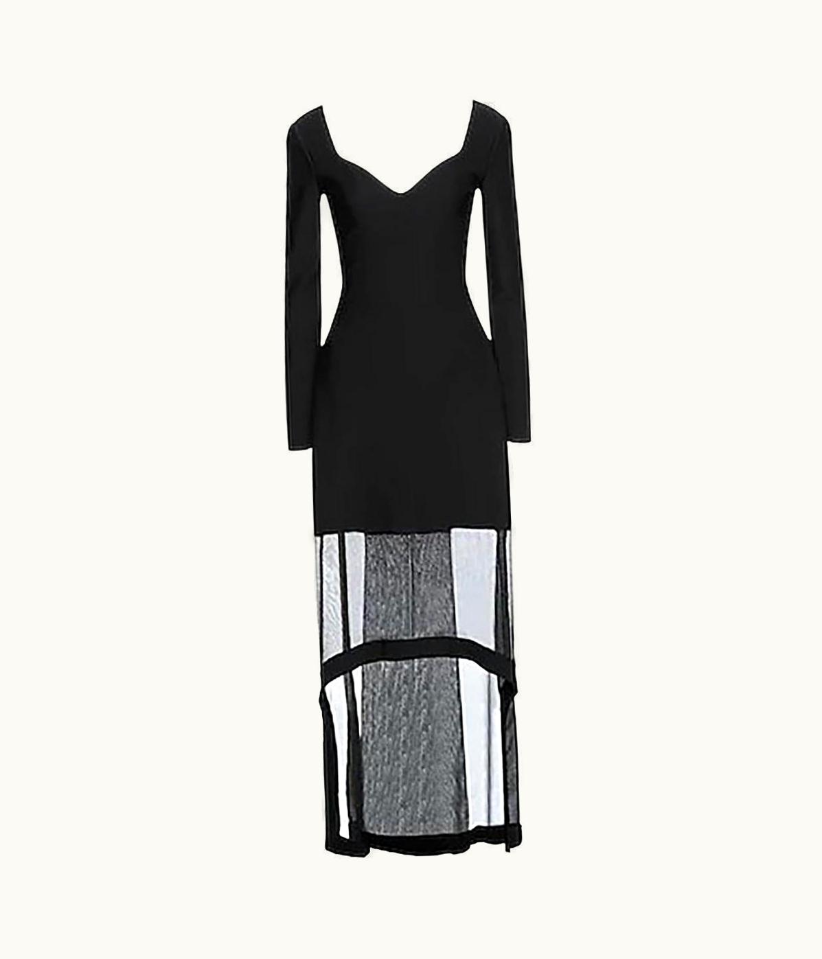 Alexander McQueen Alexander Mcqueen Black Viscose Mesh Panel Dress