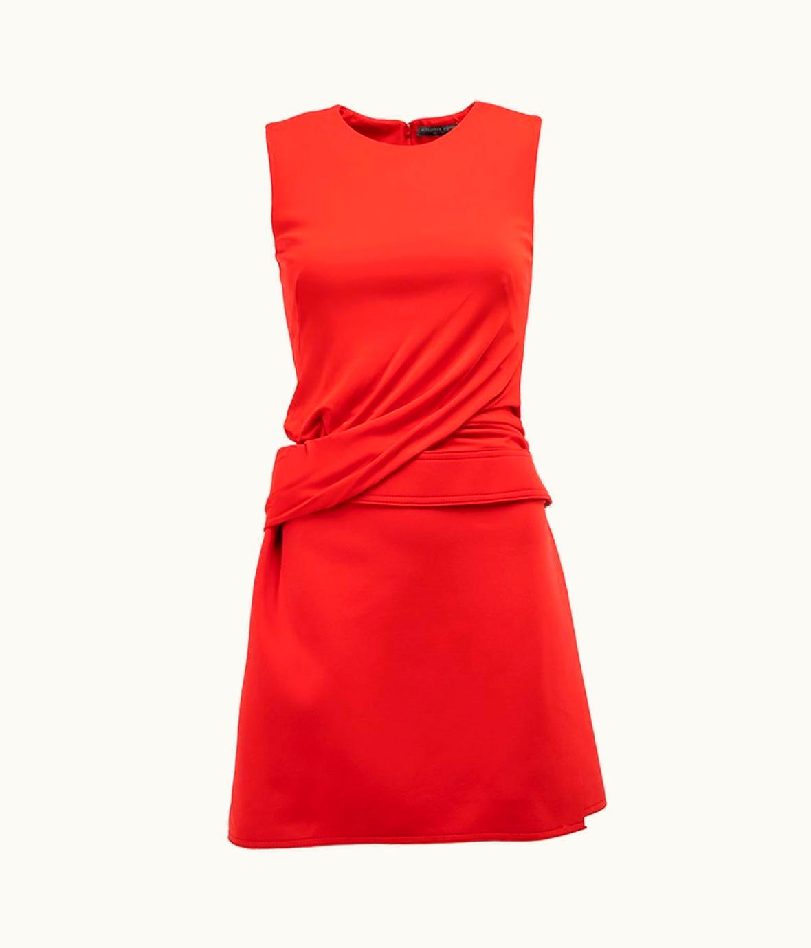 Alexander McQueen Alexander McQueen Women' Red Crossover Waist Detail Knee Length Dress