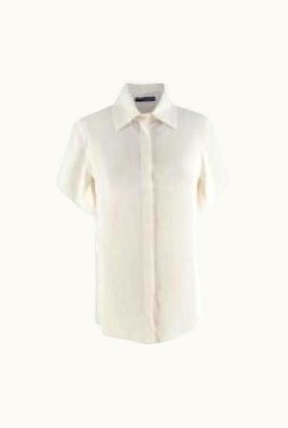Alexander McQueen Alexander McQueen Ivory Silk Crepe De Chine Short Sleeve Blouse