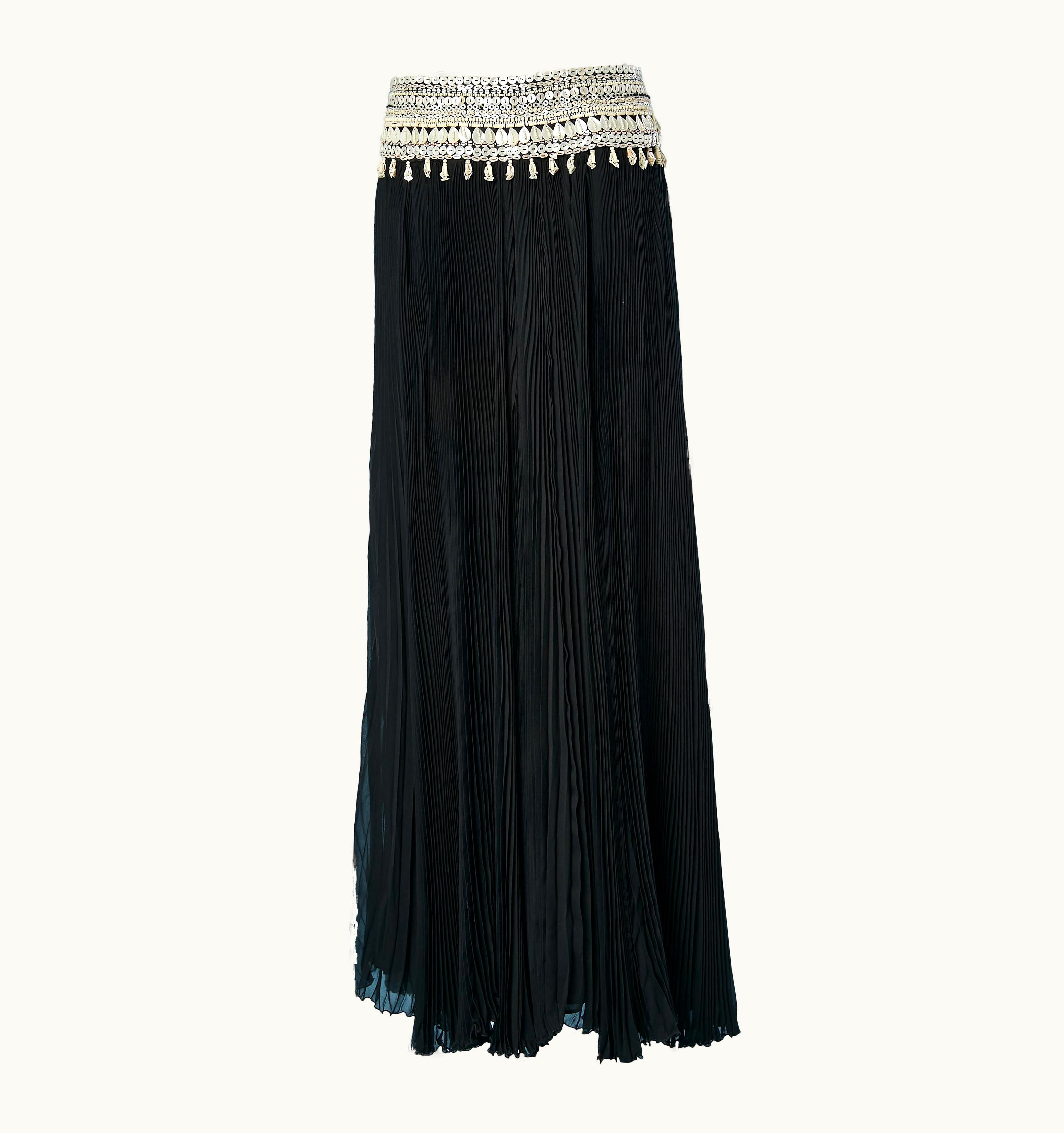 Alexander McQueen Long Black Pleated Skirt With Mother-of-shell Buttons Waist Alexander McQueen