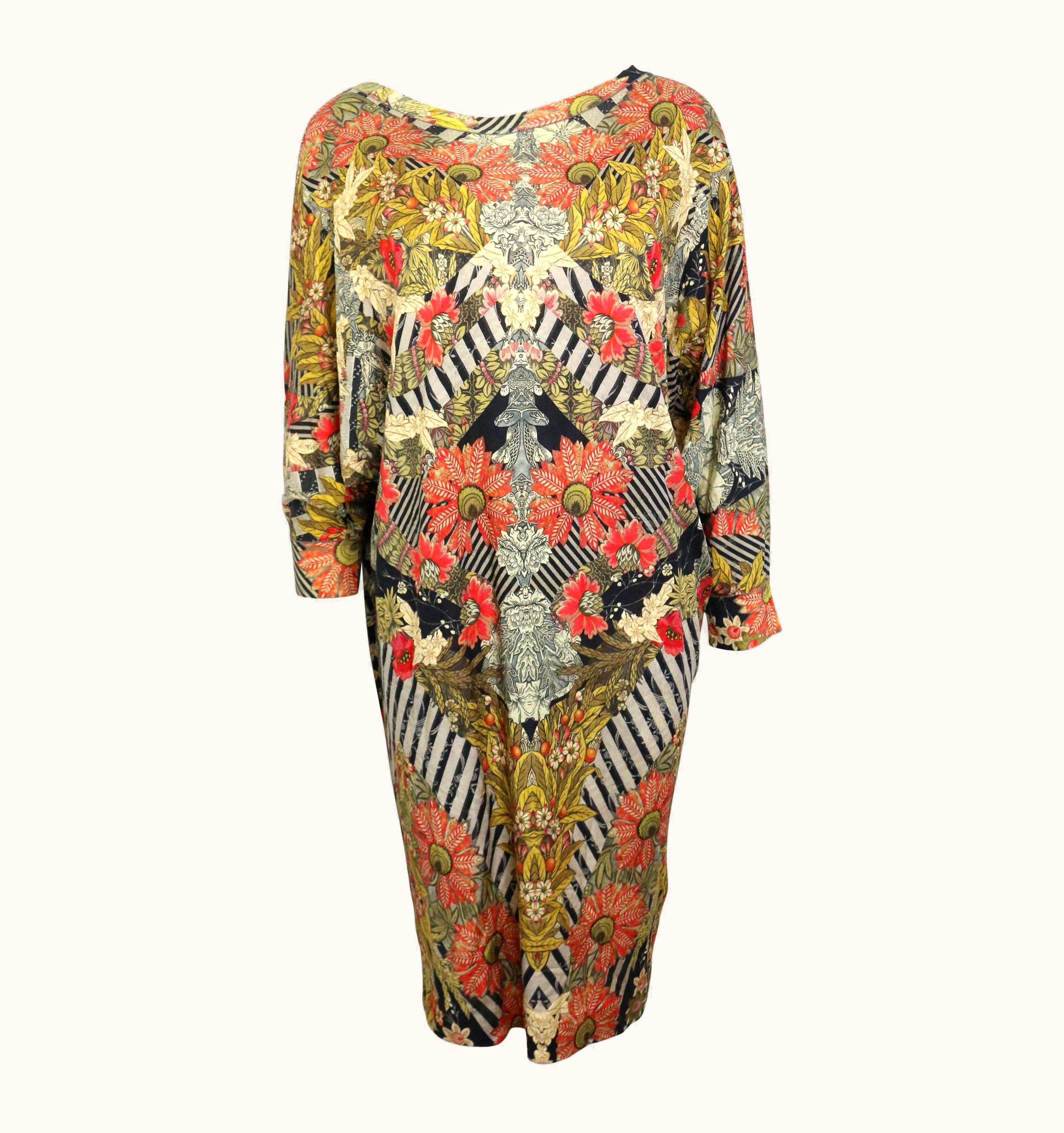 Alexander McQueen Alexander McQueen Floral Print 3/4 Sleeves Silk Dress
