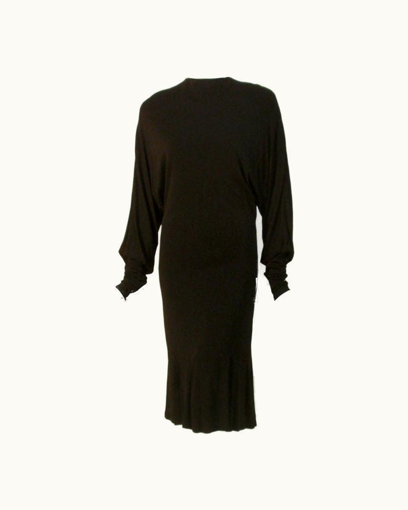 Alexander McQueen Alexander McQueen Black Matte Jersey Dress, 1990'