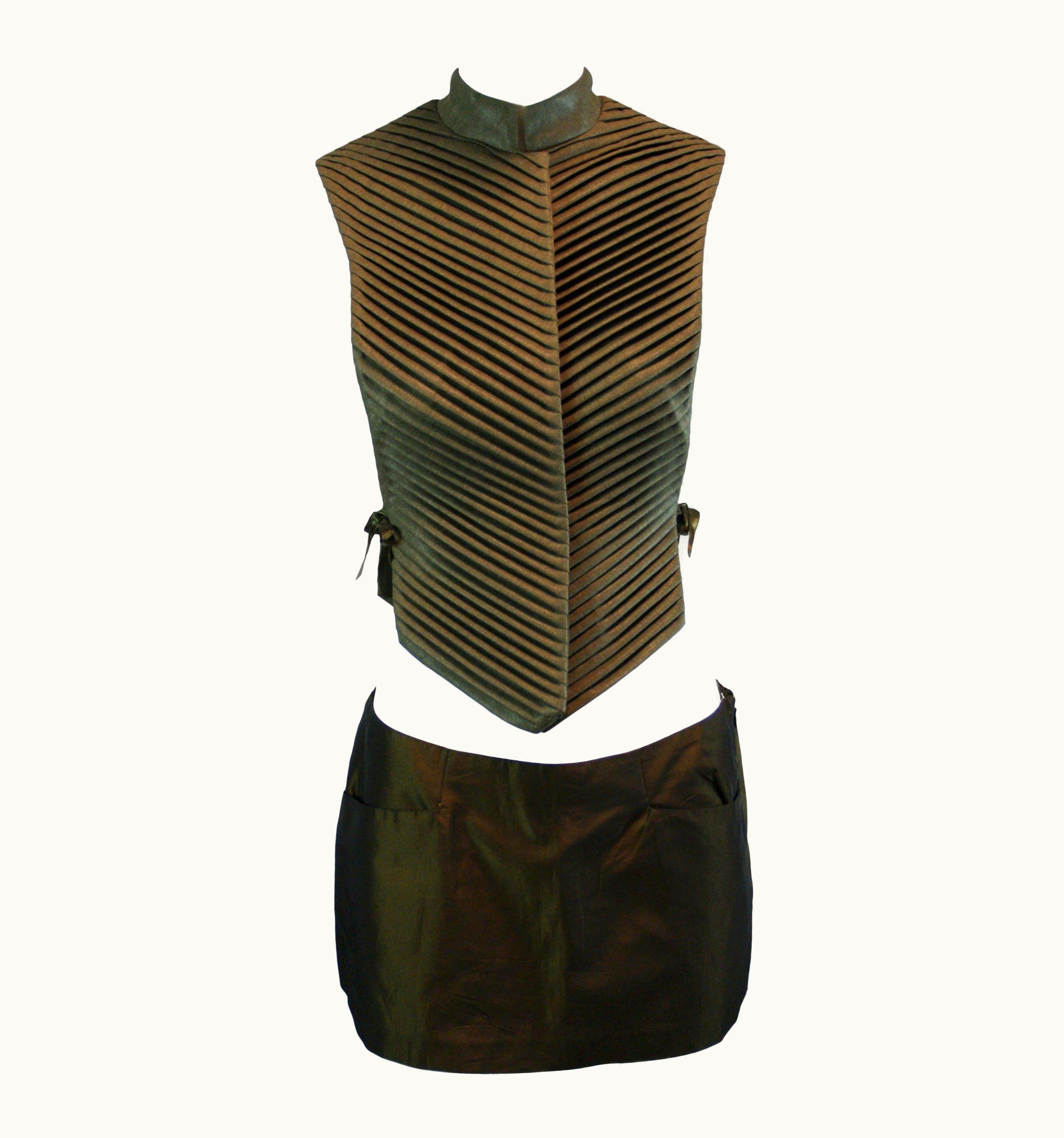 Alexander McQueen 1990' Alexander McQueen Chinese Armor Vest Bumster Mini Skirt Set
