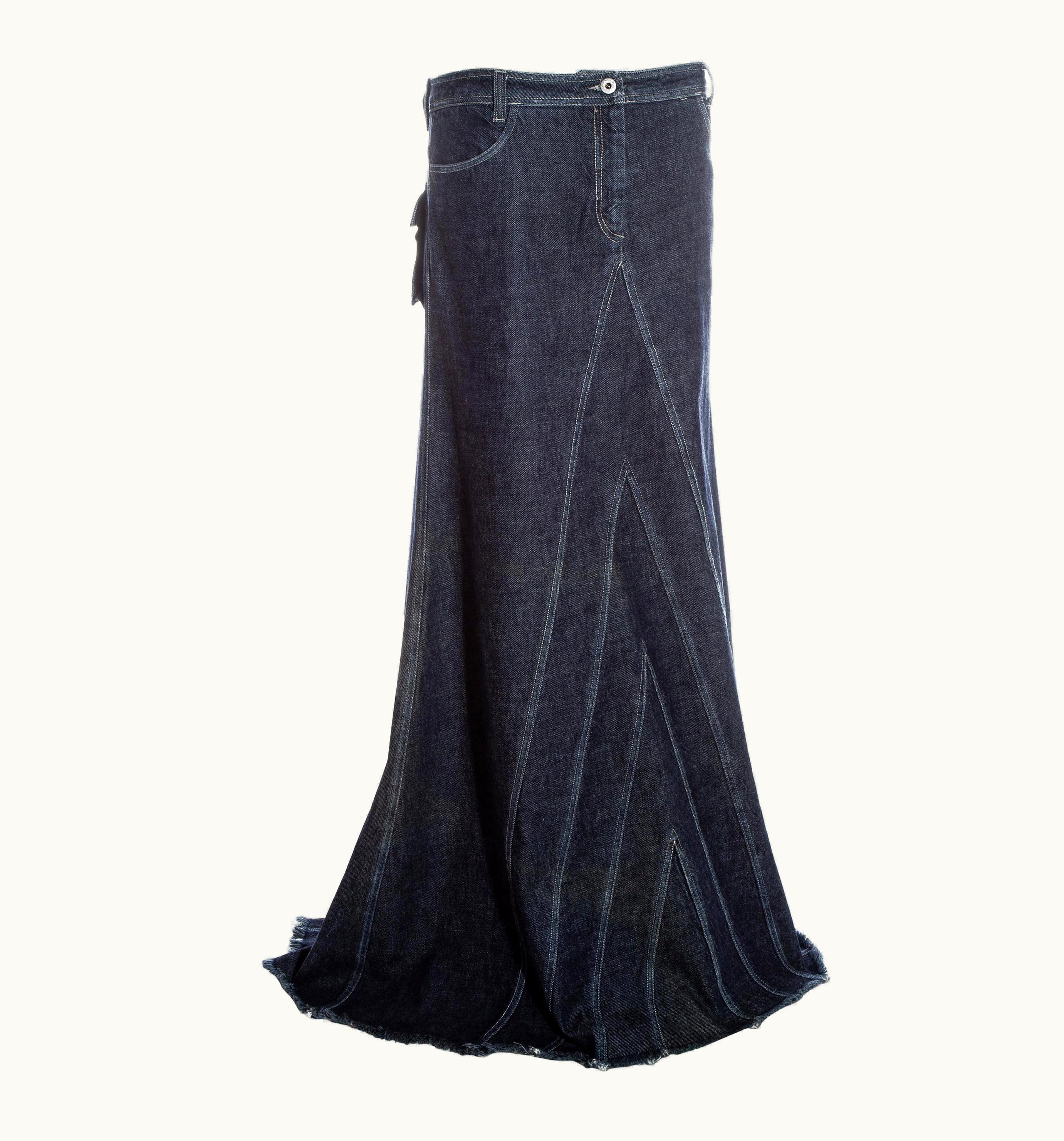 Alexander McQueen Alexander McQueen Indigo Denim Bias Cut Maxi Skirt, AW 1996