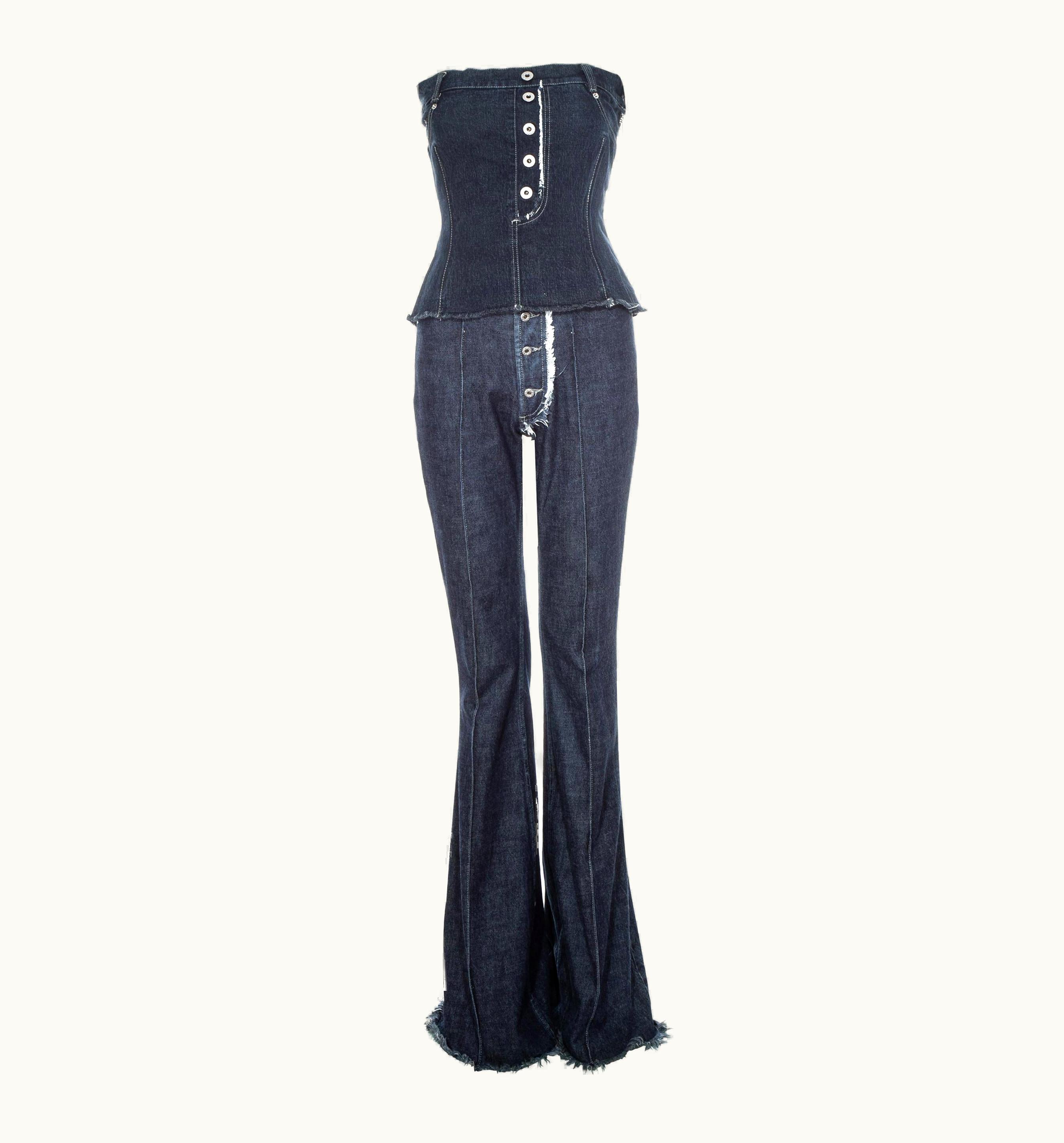 Alexander McQueen Alexander McQueen Indigo Denim Corset And Pants Set, AW 1996