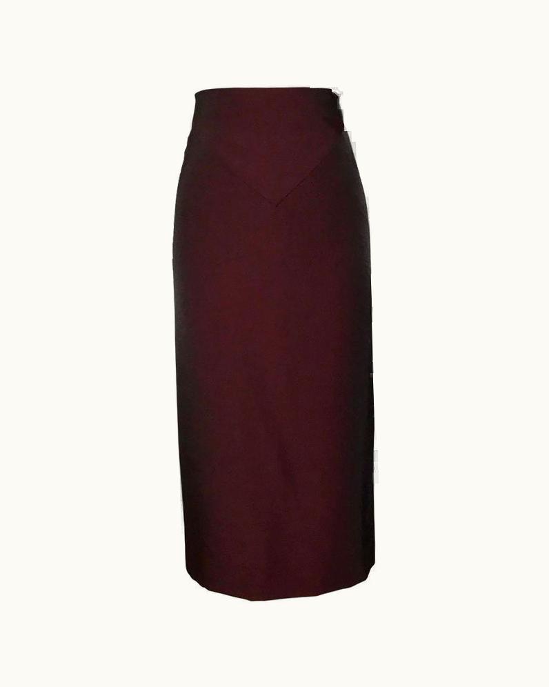Alexander McQueen Alexander McQueen 1997 Maroon And Black Midi Pencil Skirt