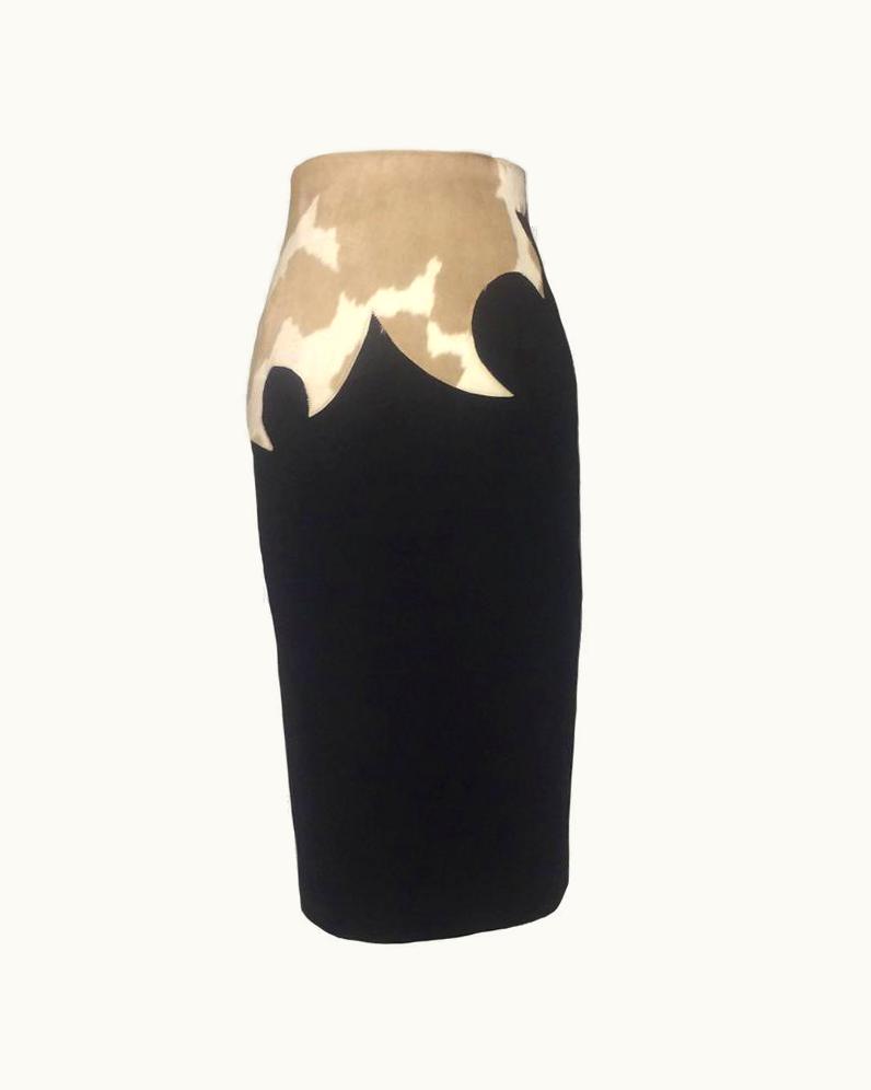 Alexander McQueen Alexander McQueen 1997 It' A Jungle Out There Black Pony Pencil Skirt