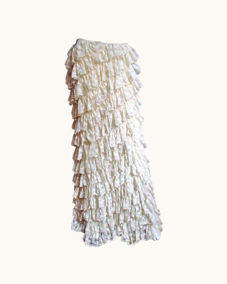 Alexander McQueen Alexander McQueen Lace Ruffle Maxi Skirt S/S 1999