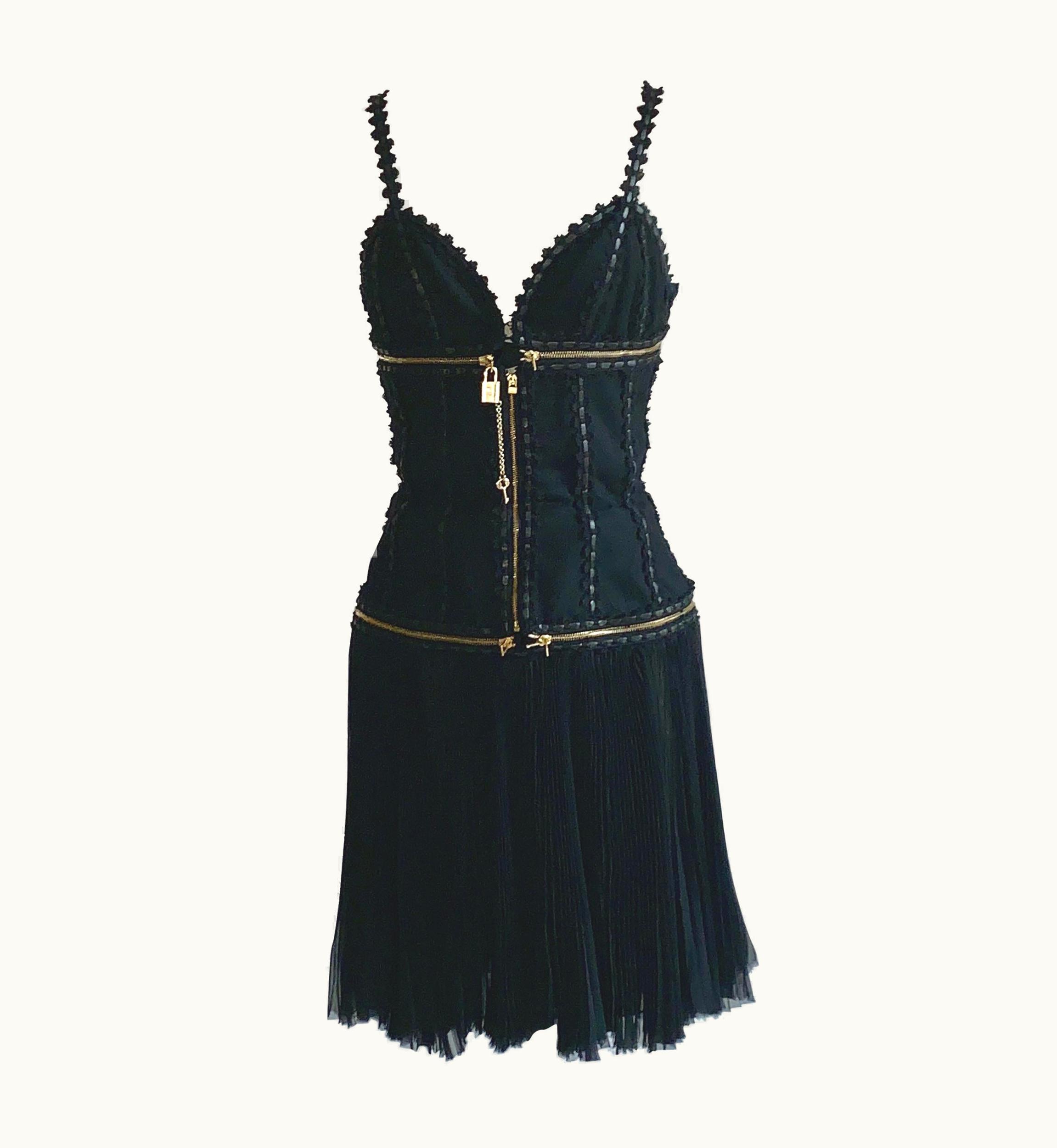 Alexander McQueen Alexander McQueen 2003 Convertible Lock And Key Dress In Black Wool Silk