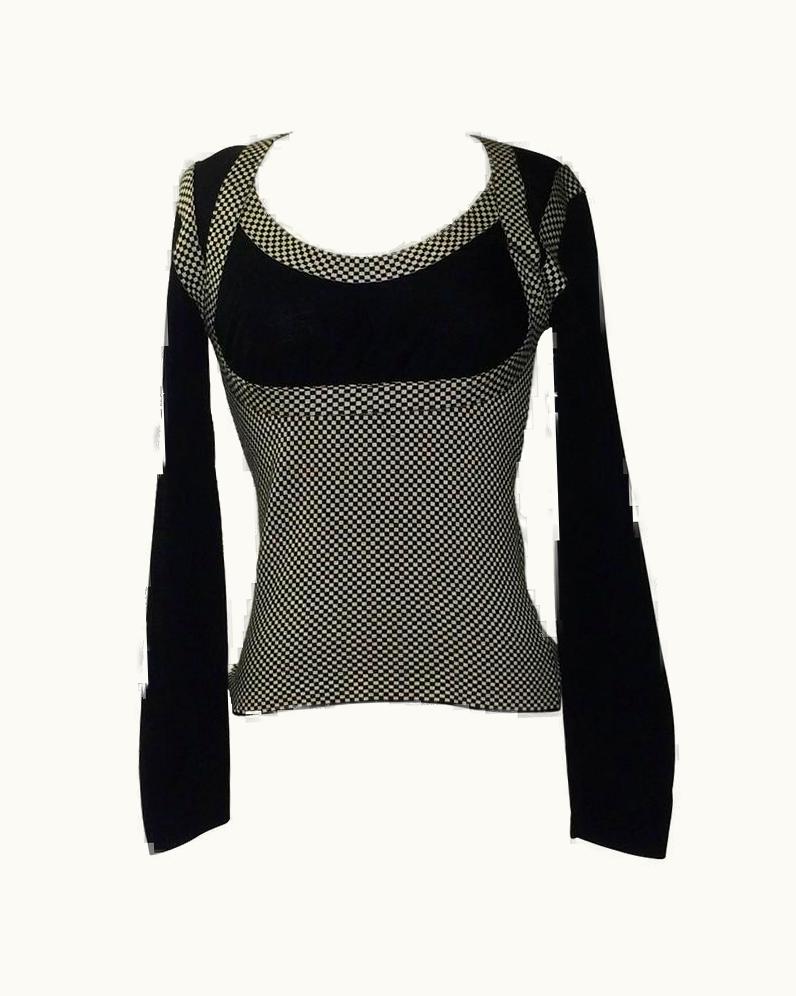 Alexander McQueen Alexander McQueen 2003 Scanners Collection Black And White Checked Sweater