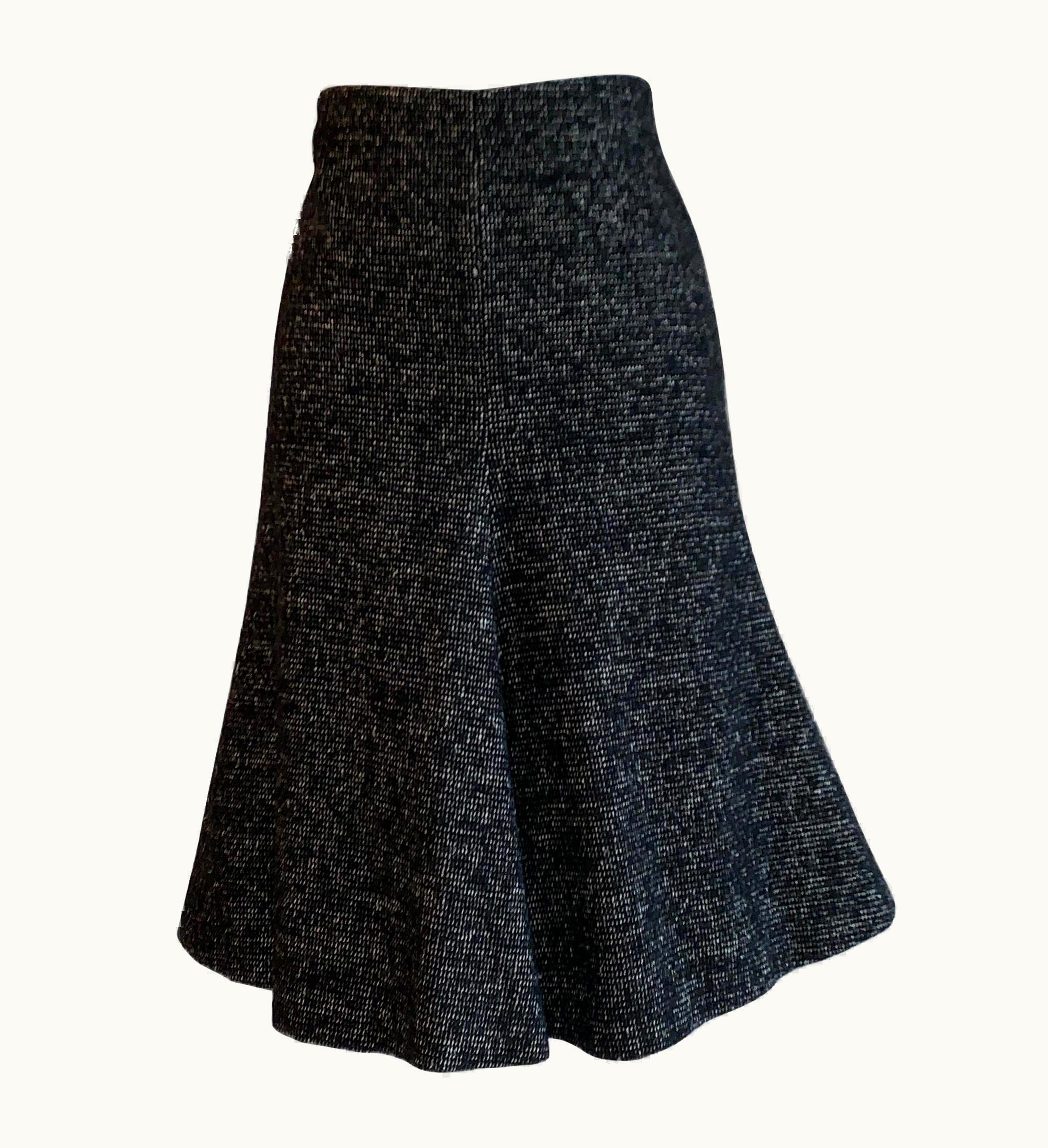 Alexander McQueen Alexander McQueen 2007 Black White And Grey Flared Wool Skirt