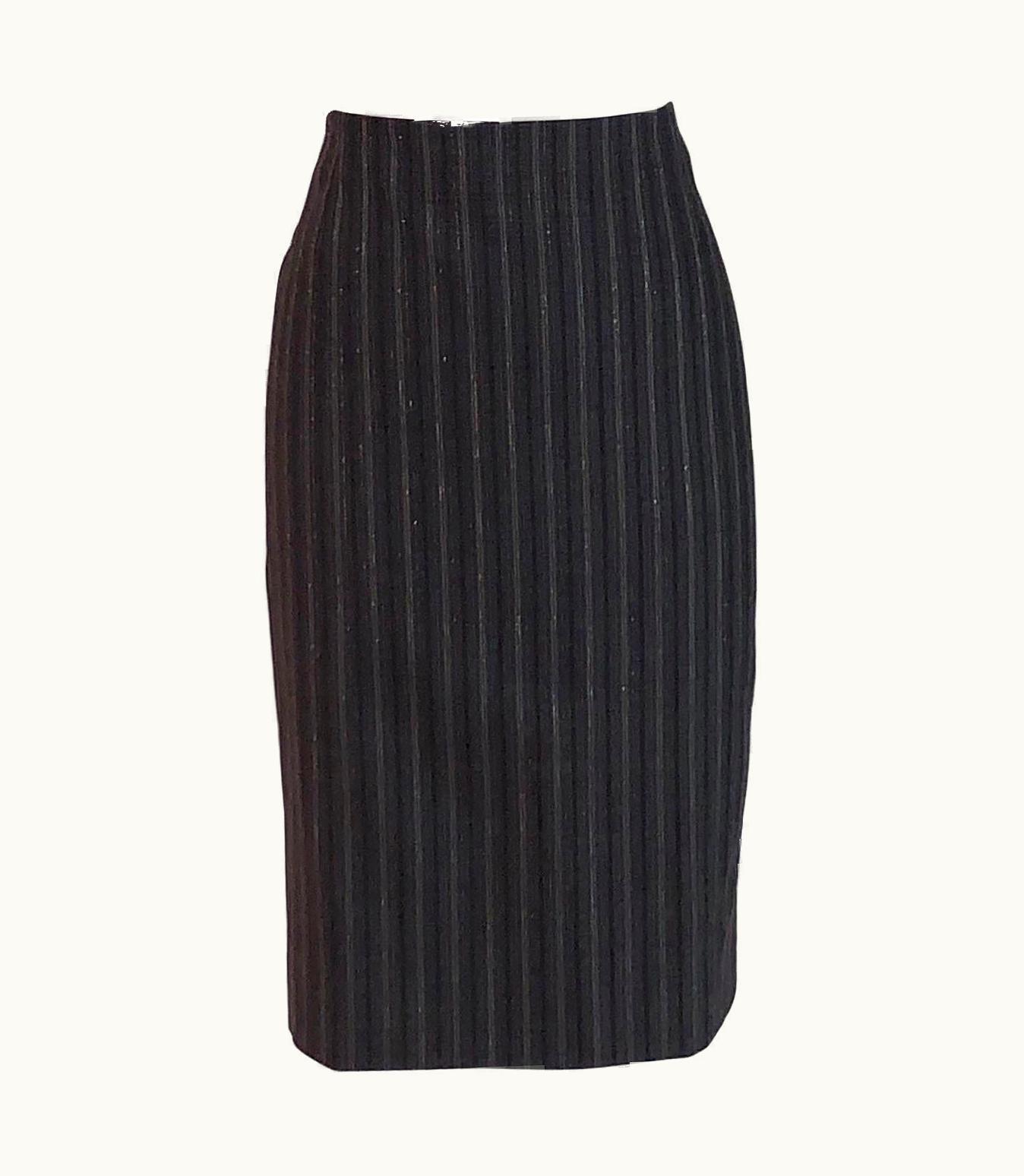 Alexander McQueen Alexander McQueen 2007 Grey Metallic Stripe Pencil Skirt