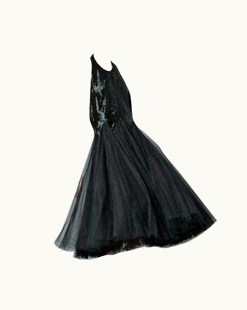 Alexander McQueen Alexander Mcqueen 2007 Beaded Halter And Tulle Evening Dress