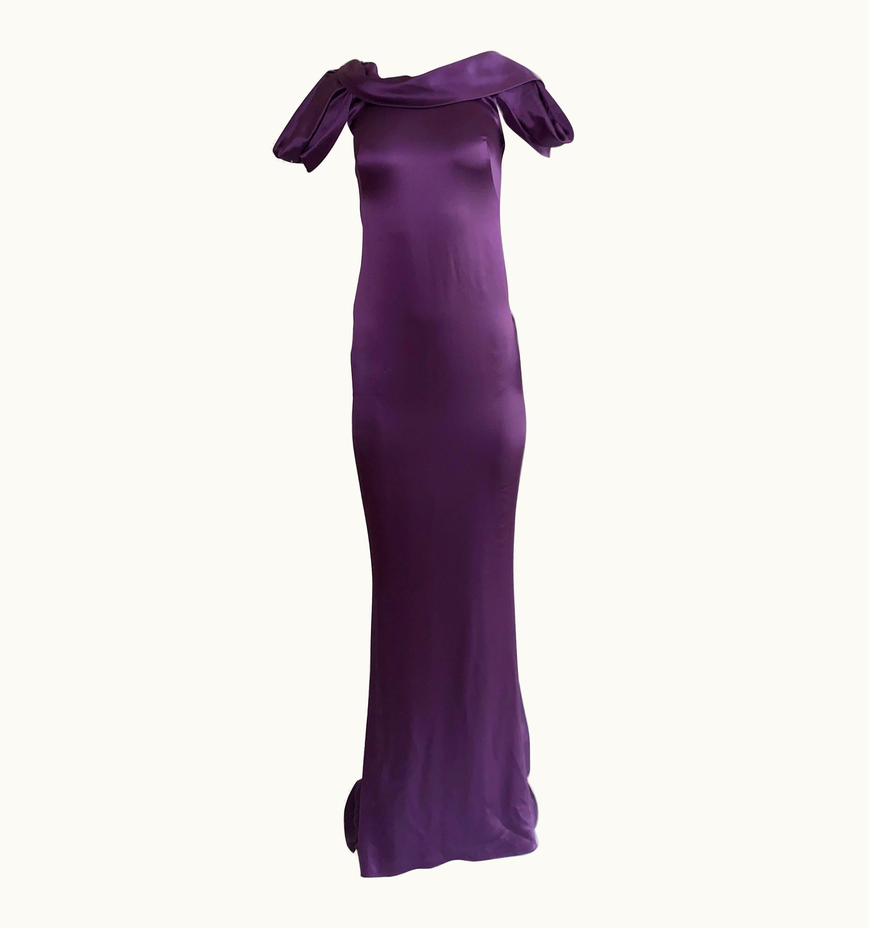 Alexander McQueen Alexander McQueen 2008 Violet Purple Silk Backless Gown