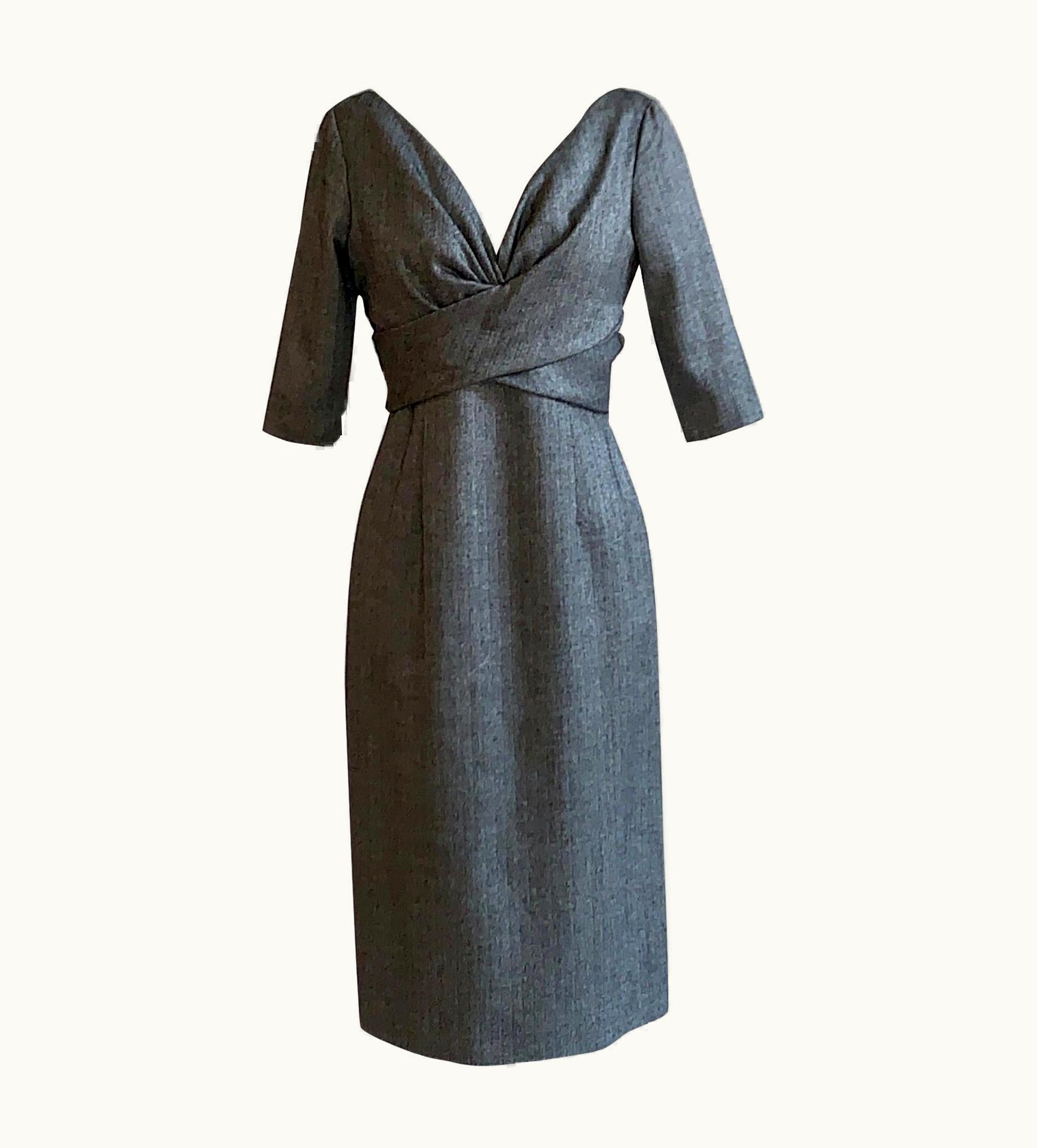 Alexander McQueen Alexander McQueen 2008 Grey And Black Herringbone Wool Dress