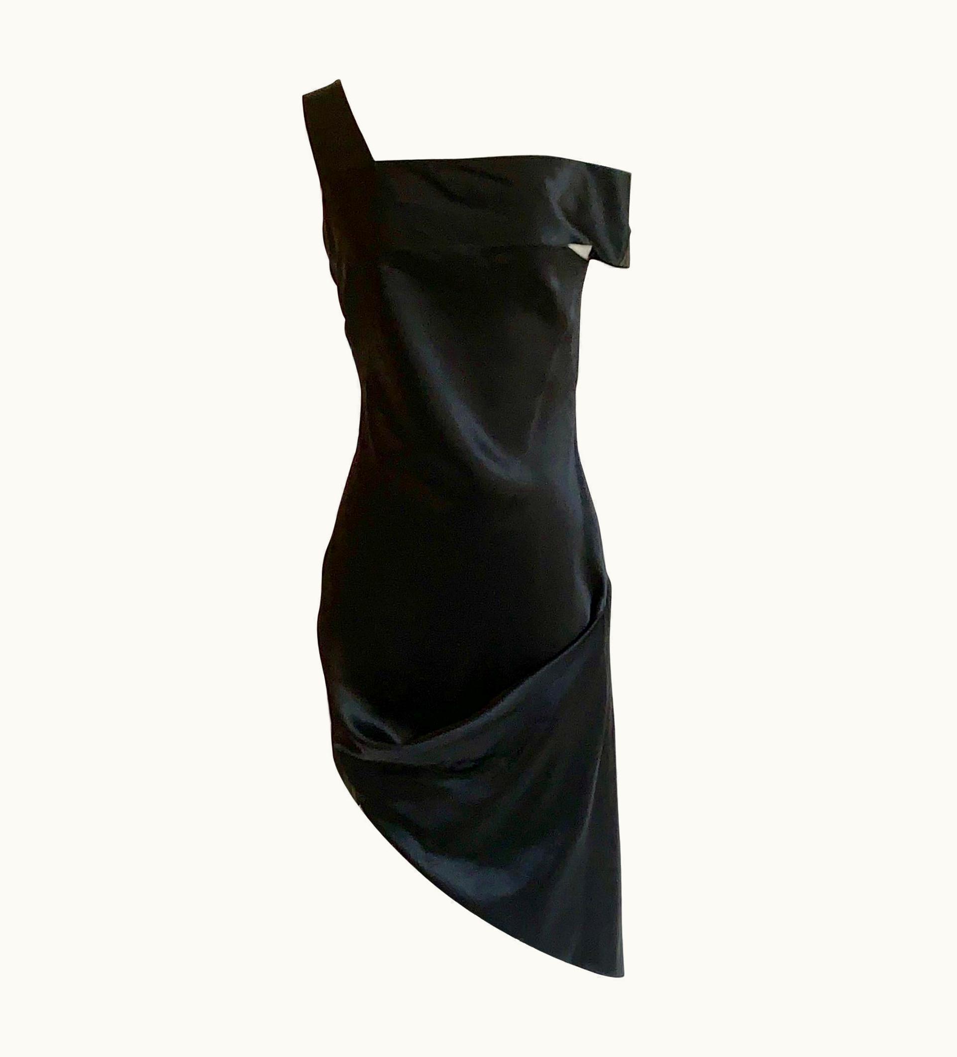 Alexander McQueen Alexander McQueen 2008 Black And Nude Silk Asymmetrical Drape Dress UZ0607679