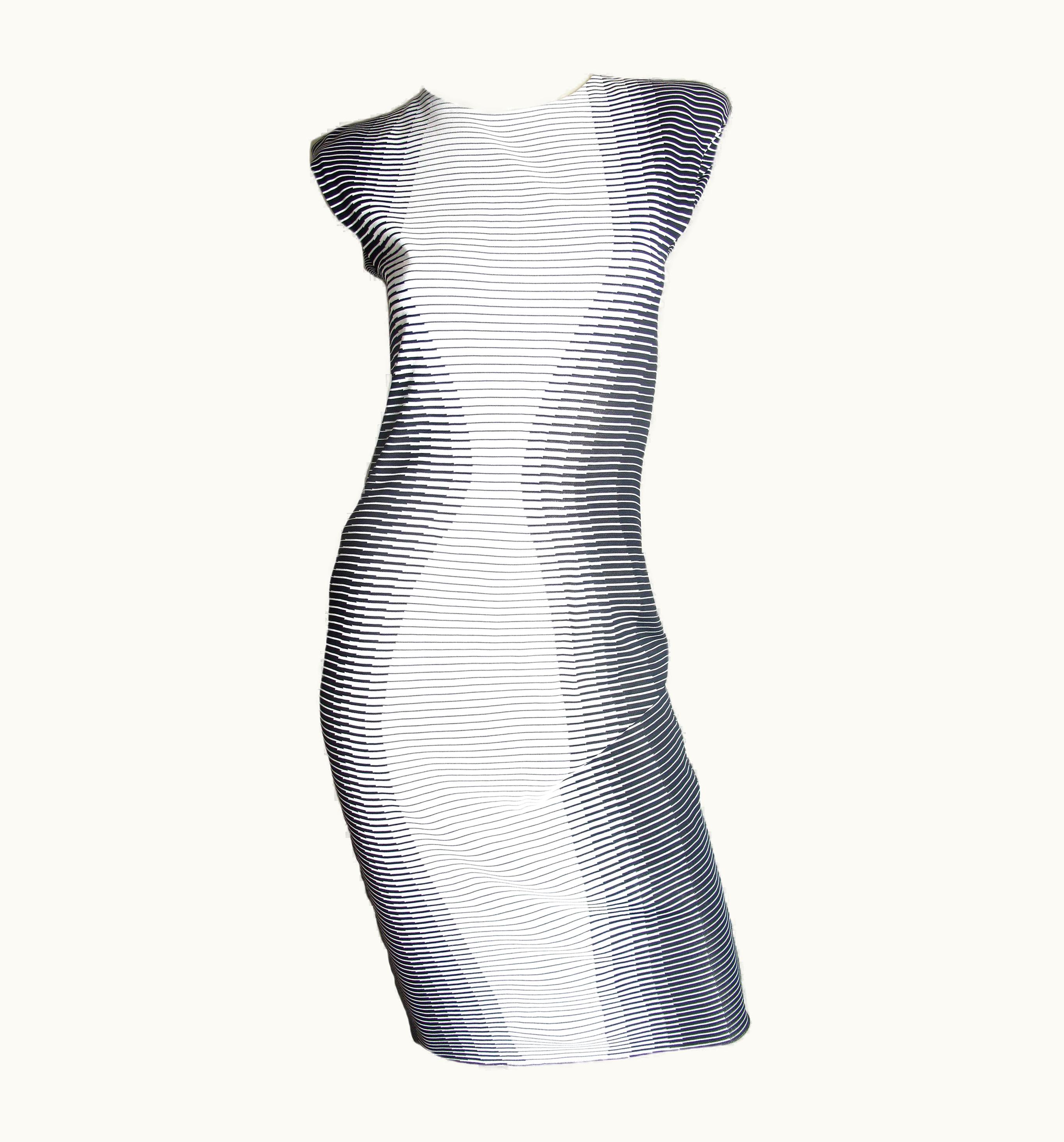 Alexander McQueen Alexander McQueen 2009 Optical Illusion Striped Dress Runway