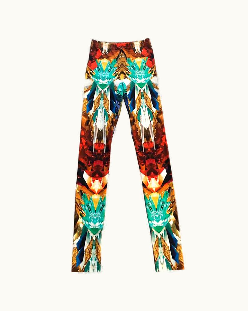 Alexander McQueen Alexander McQueen 2009 Crystal Kaleidoscope Multicolor Print Legging Leggings
