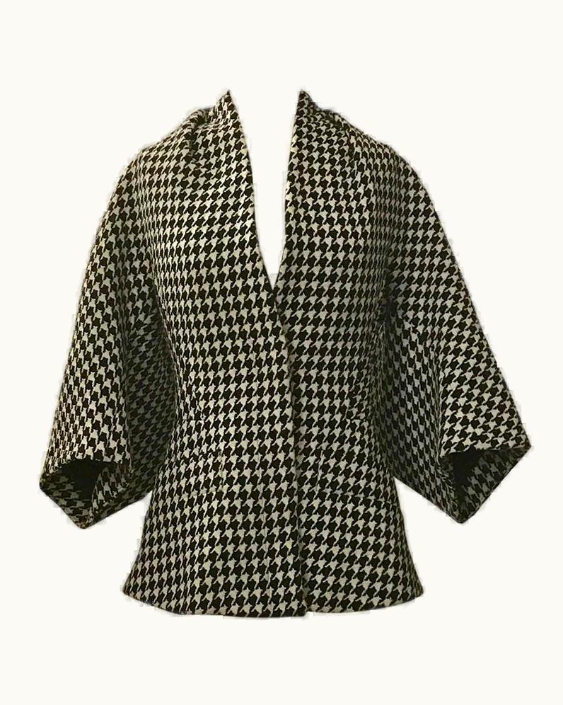 Alexander McQueen Alexander McQueen 2009 Black And White Houndstooth Kimono Wool Tweed Jacket