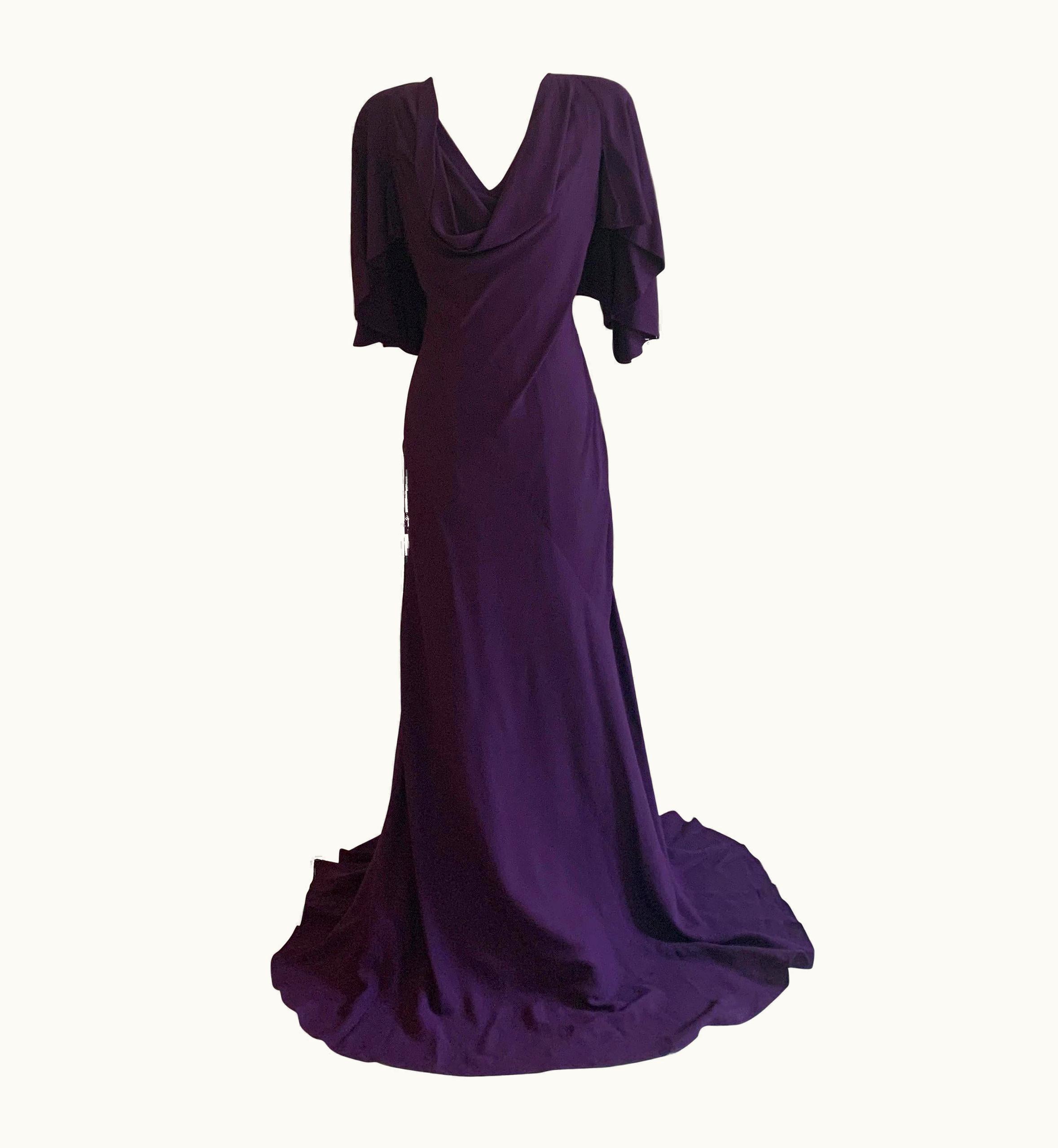 Alexander McQueen Alexander McQueen 2010 Violet Purple Cape Back Gown