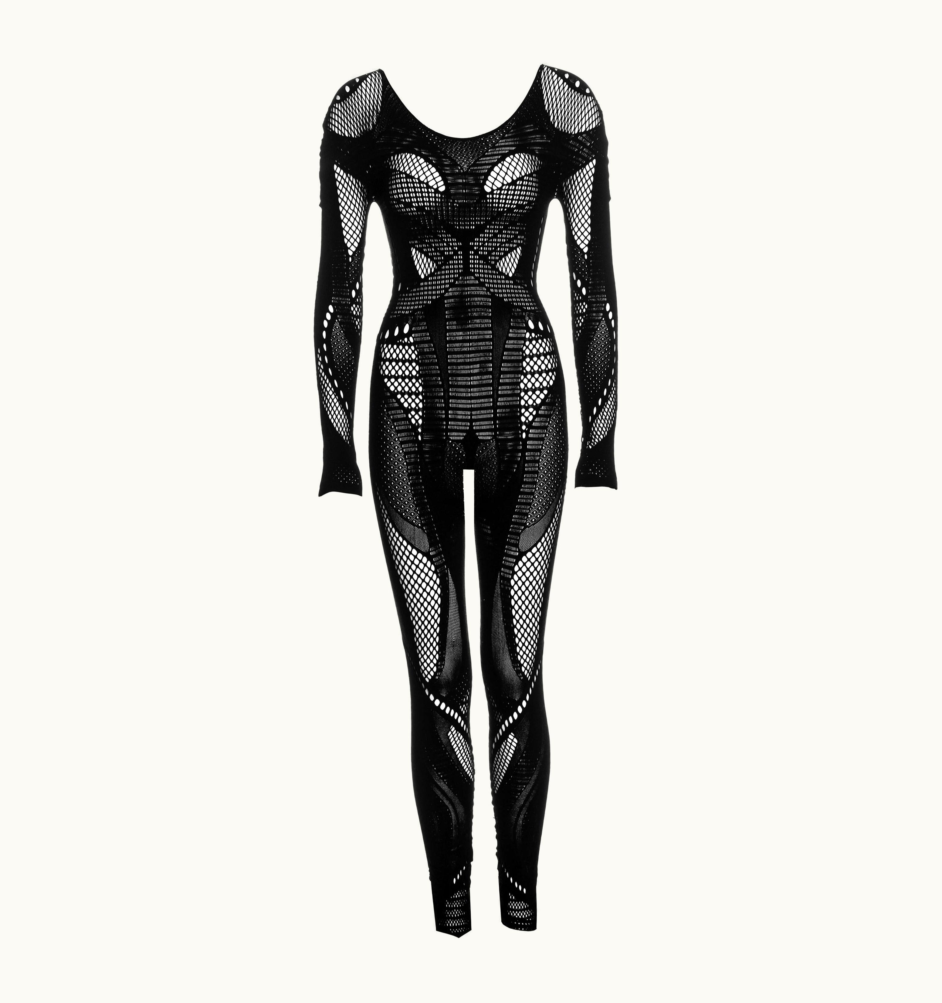 Alexander McQueen McQ Alexander McQueen Black Fishnet Mesh Jumpsuit, AW 2011