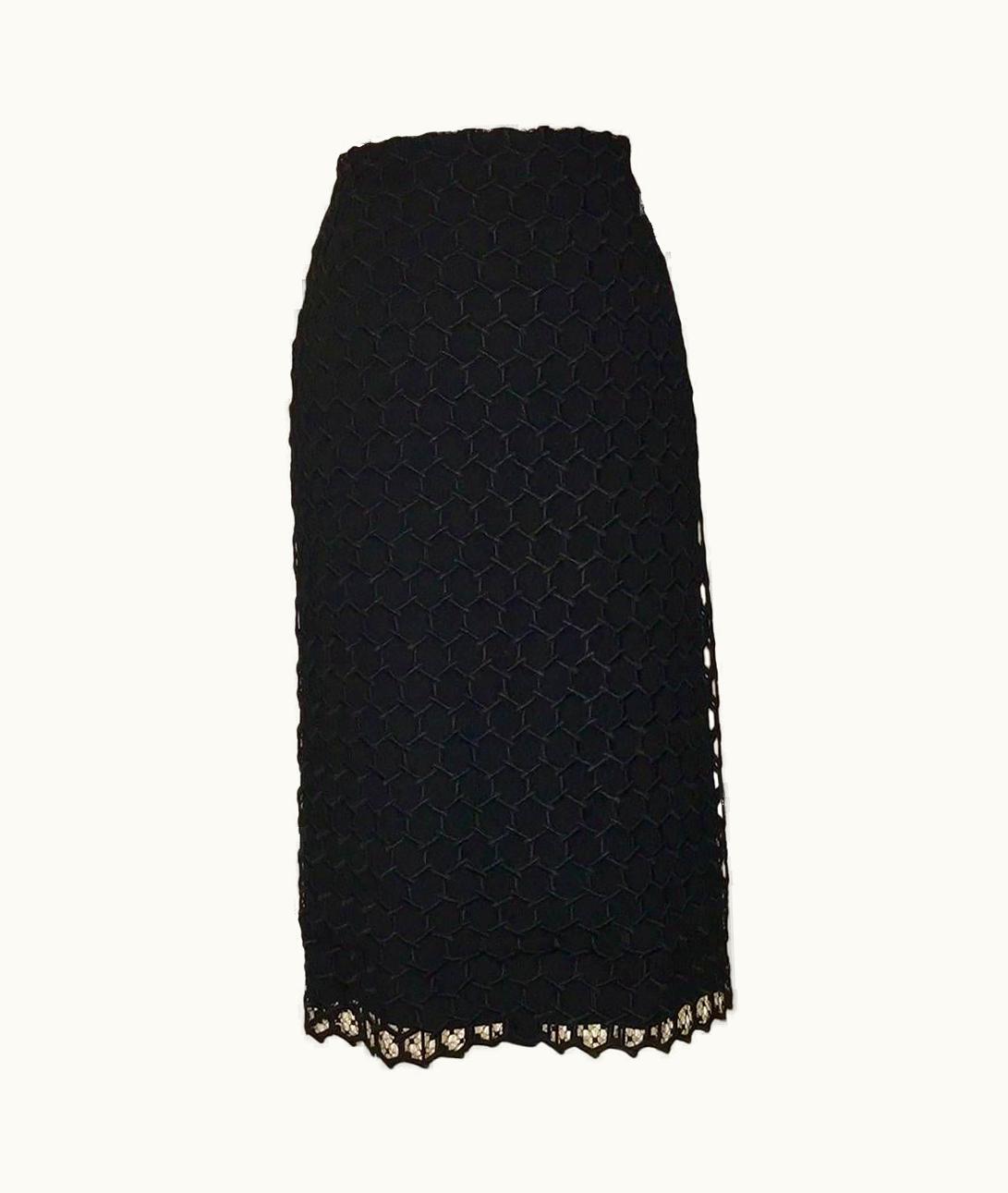 Alexander McQueen Alexander McQueen 2012 Intricate Black Honeycomb Lace Straight Pencil Skirt
